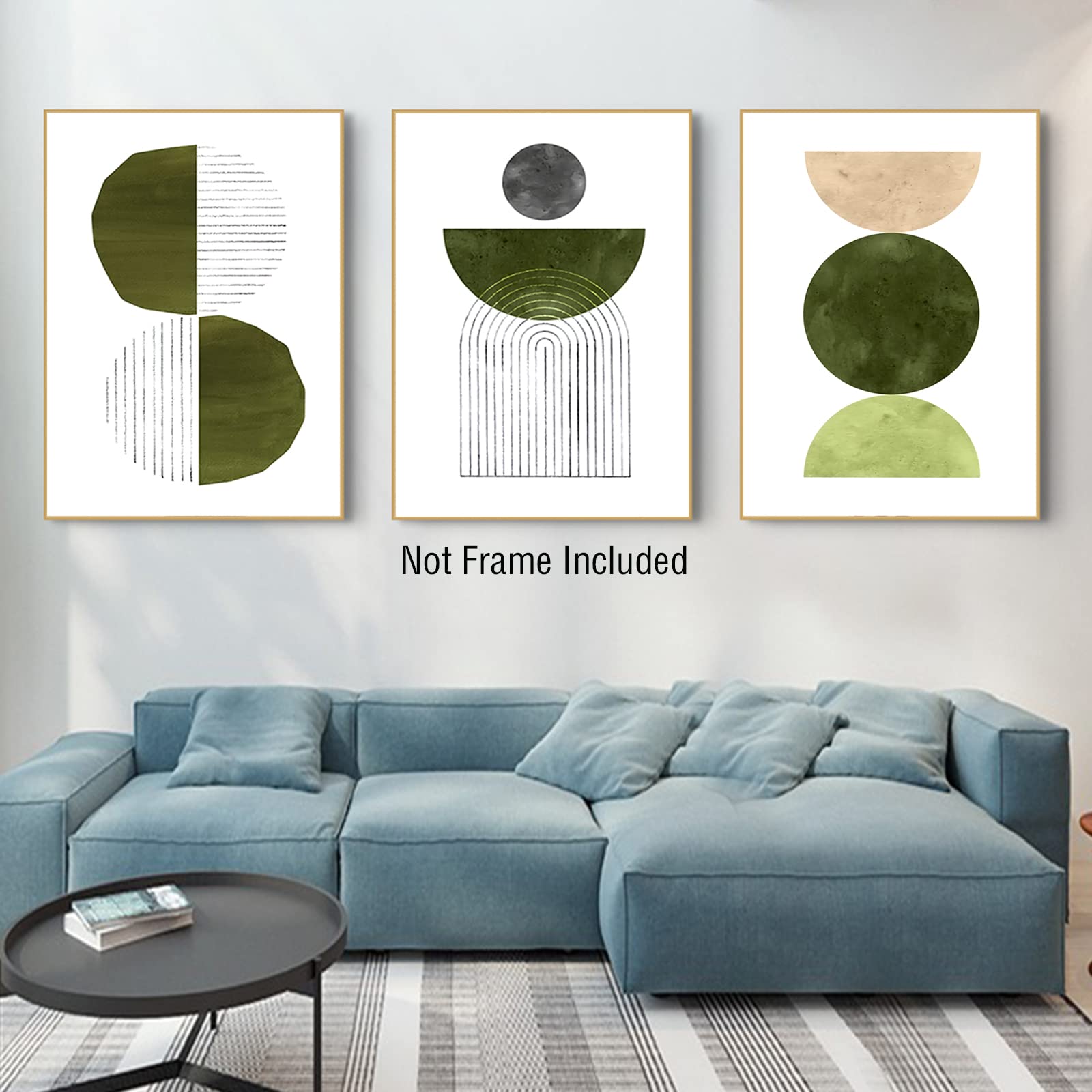 Stampa Su Tela Astratta Verde Oliva - Quadro Acquerello Moderno Mezzo Secolo, Poster Nordico Per Decorazione Casa, 30x50 Cm (Senza Cornice) - 3