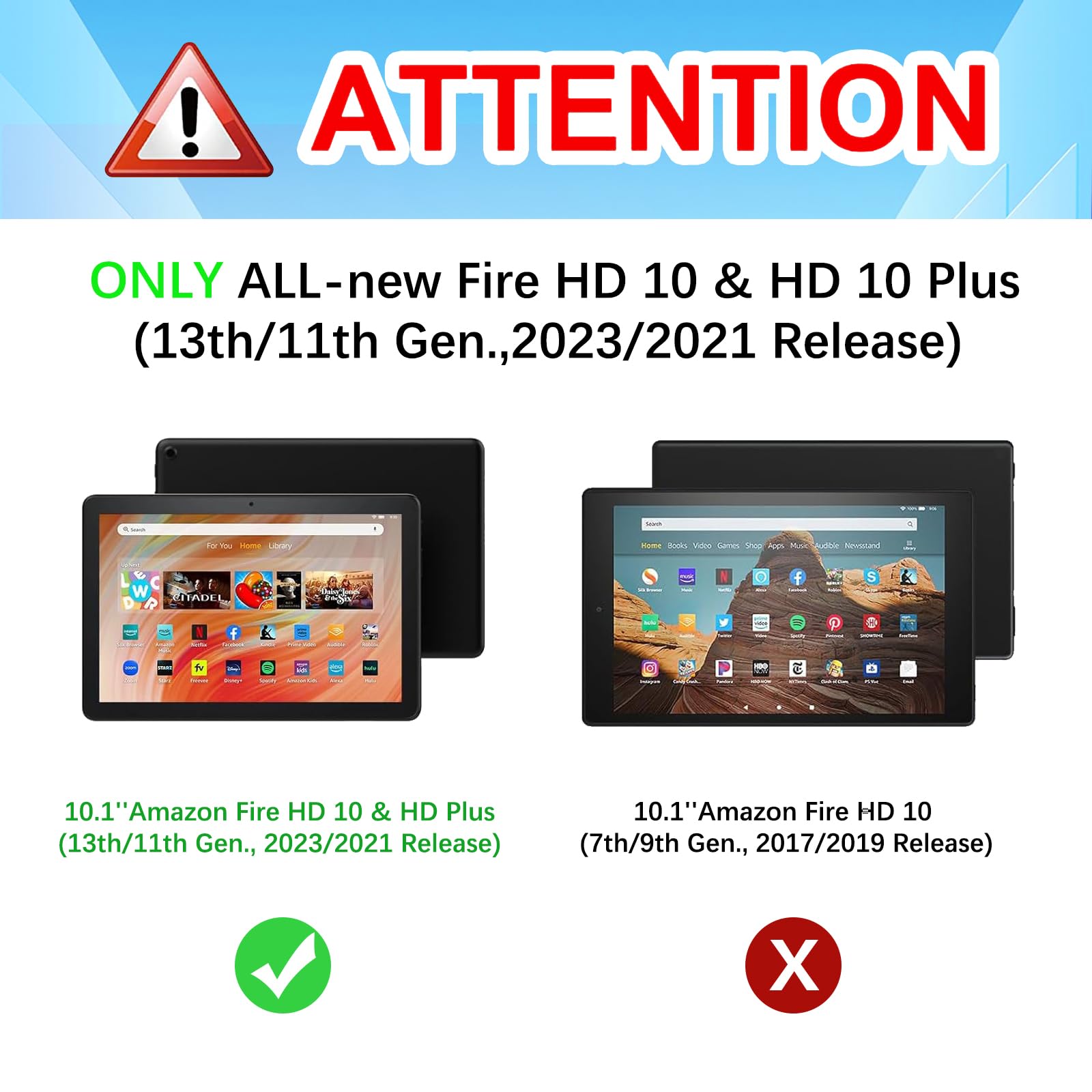 Wazzasoft Schutzhülle für Amazon Kindle Fire HD 10/10 Plus Tablet 13. / 11. Generation für Damen, Mädchen, Kinder, Jungen, Folio-Hülle, niedliches modisches Design, Gothic-Skelett-Totenkopf-Design