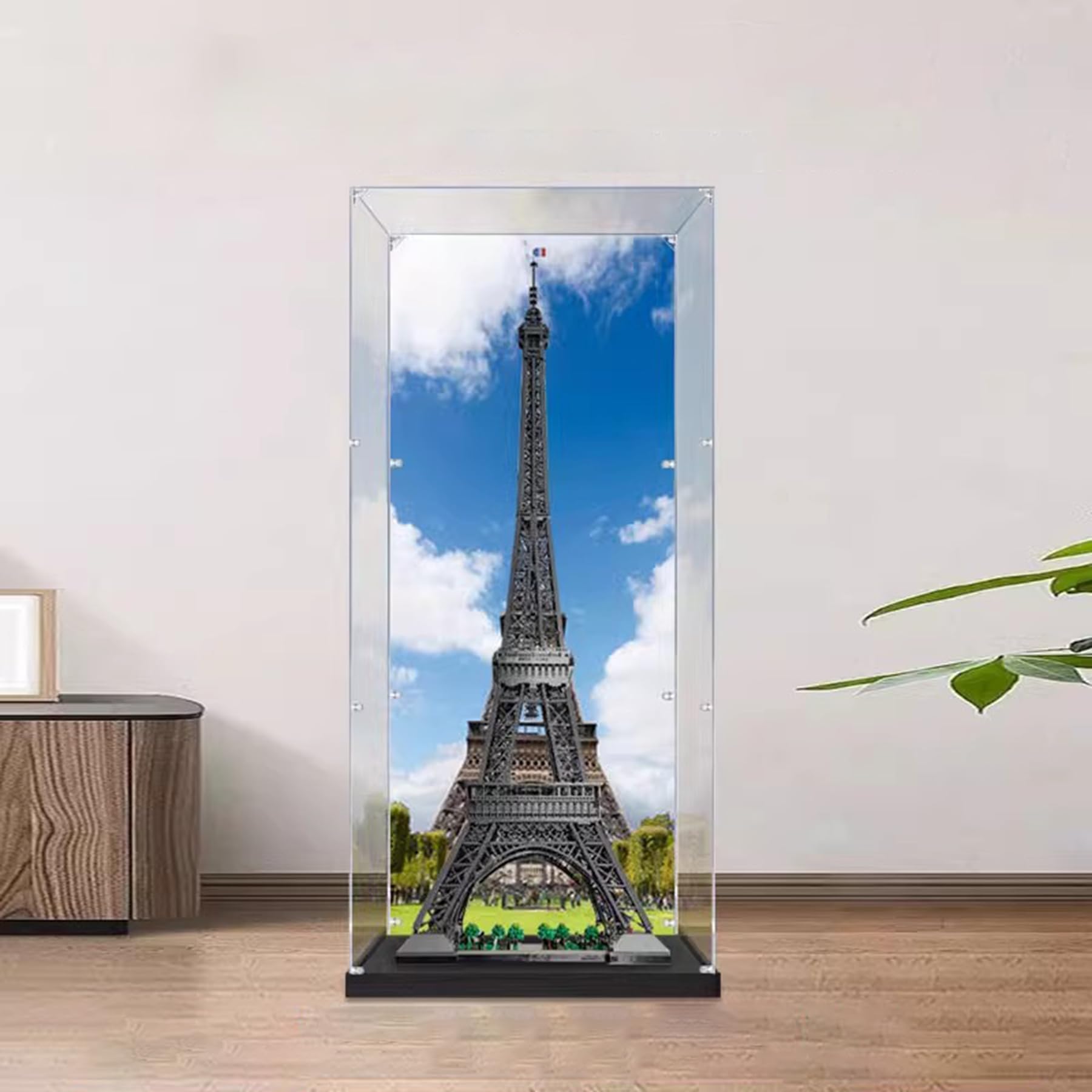 XNSHENGXAN Transparent Acrylic Display Box, Applicable to LEGO 10307 Paris Eiffel Tower Acrylic Display Box(23.6*23.6*61in), Protect Your Collectibles from Dust with a Clear Showcase(3MM),Background a