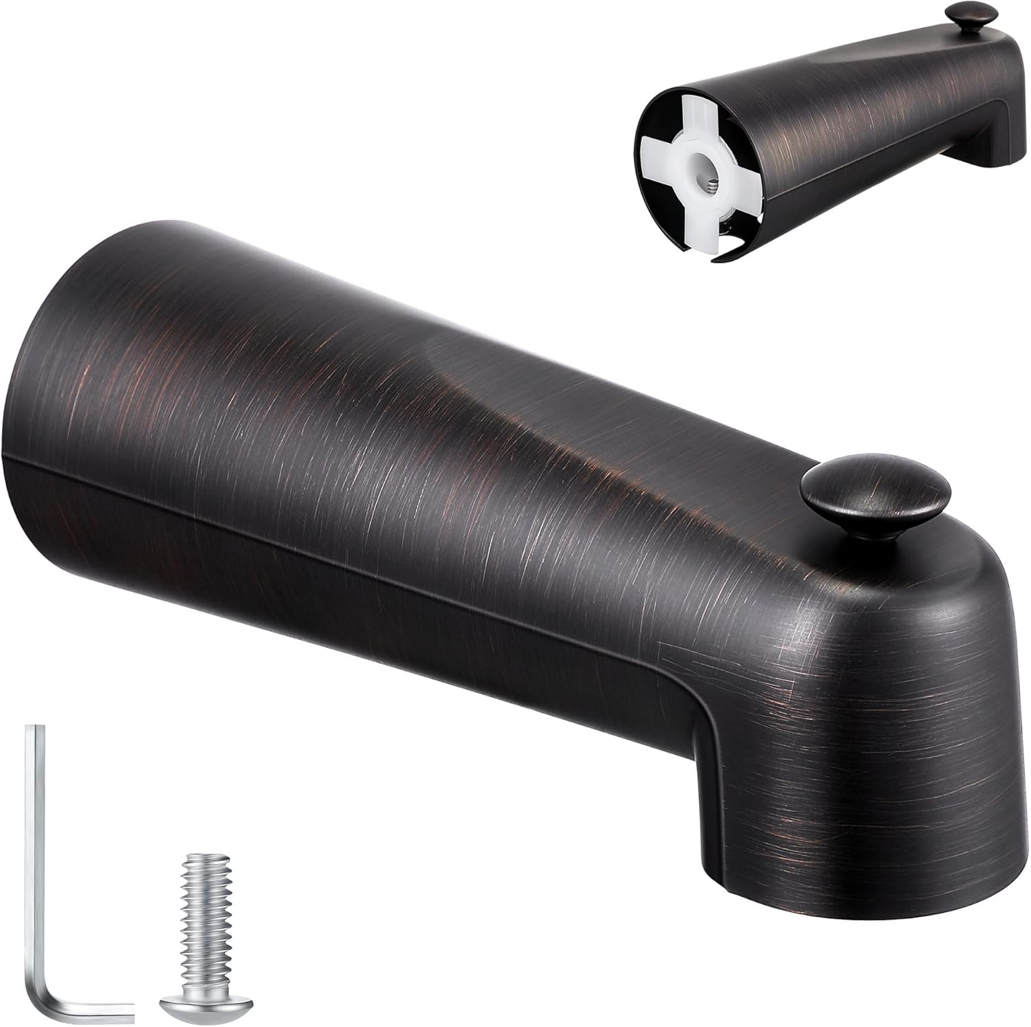 Enhon 7 Inch Slip on Tub Spout with Diverter, Compatible with Moen 3839/Moen 3853, Bathtub Diverter Spout Fits 1/2" Copper Water Tube(5/8" Diameter), 5/32" Hex Wrench(Oil Rubbed Bronze,Classic)