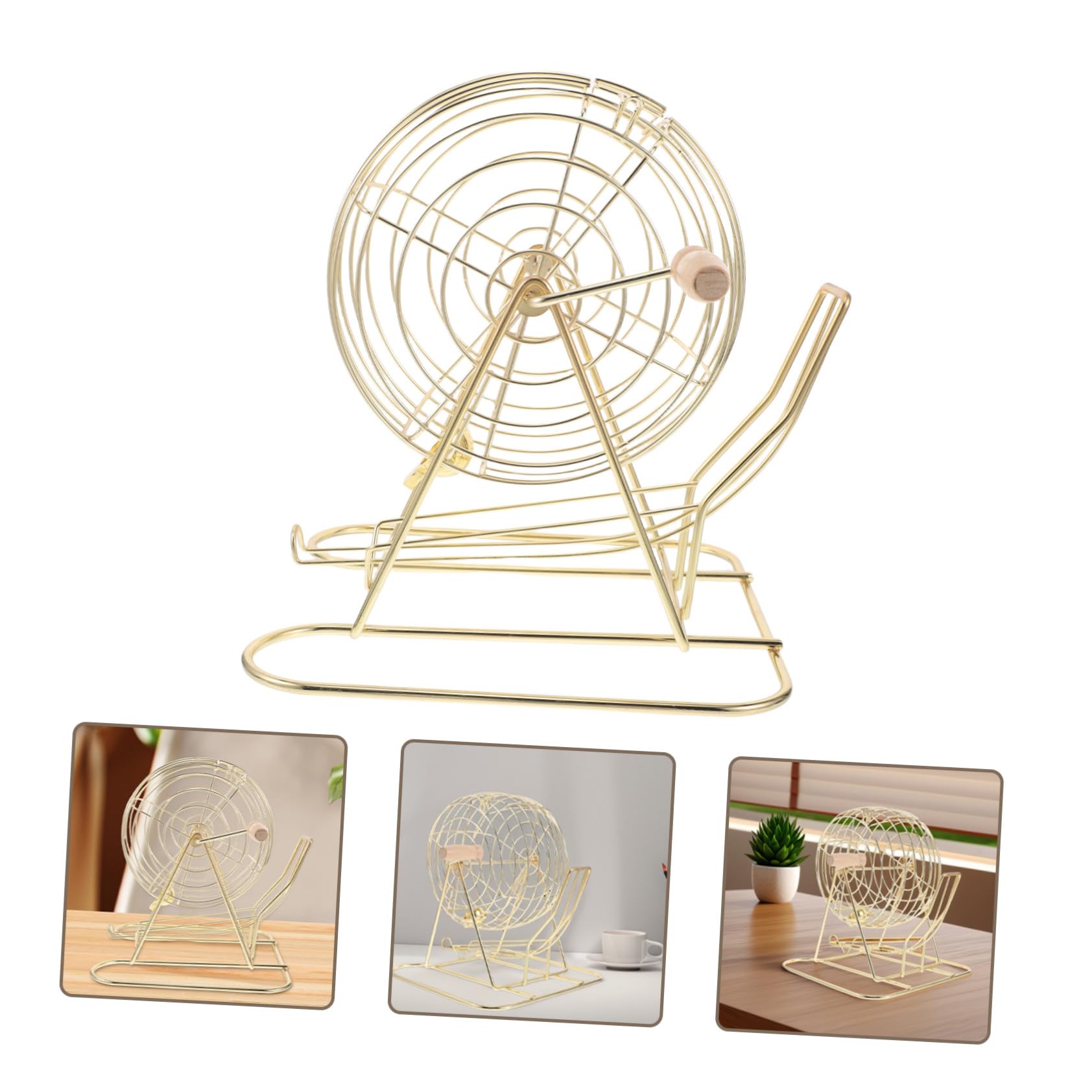 Hemobllo Máquina de Bingo Portátil de Metal con Jaula Giratoria Manual Jaula Pequeña con Manivela para Infantiles y Entretenimiento Seguro