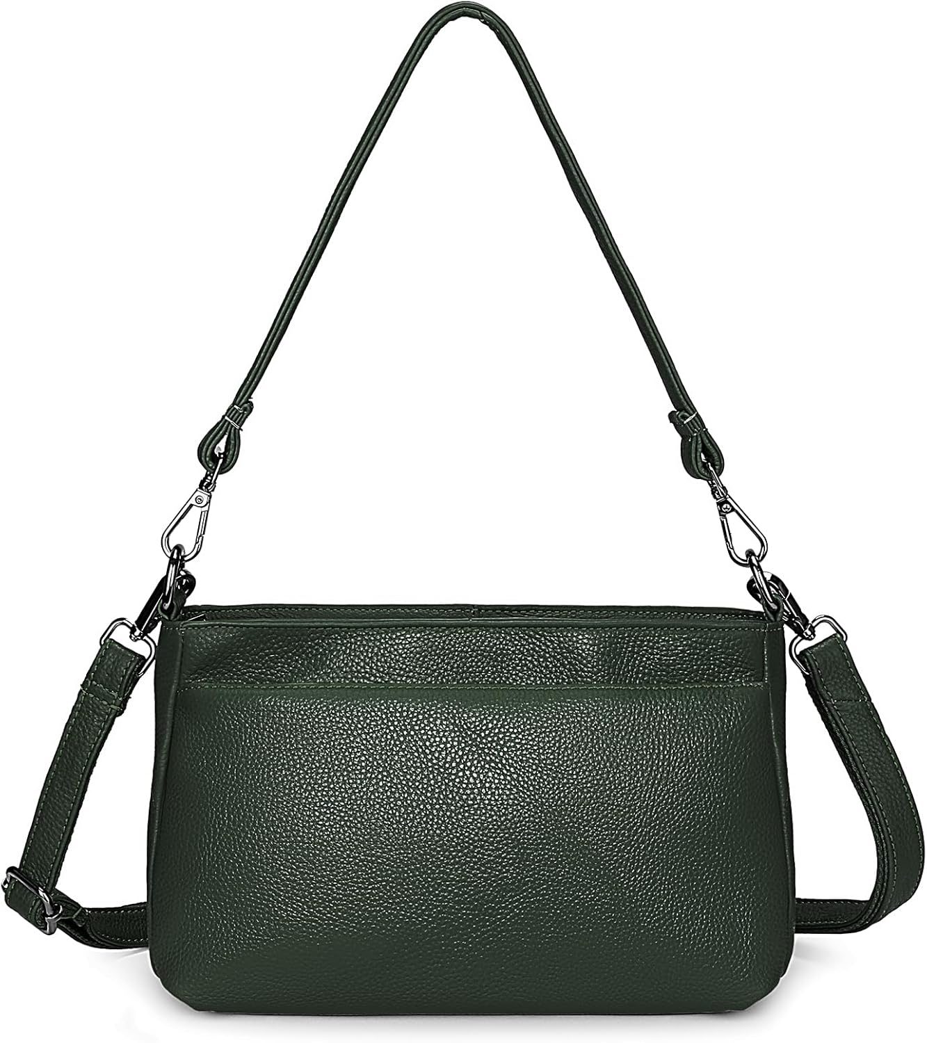 YALUXE Real Leather Shoulder Bag Medium Size Handbag Purse Multi Zip