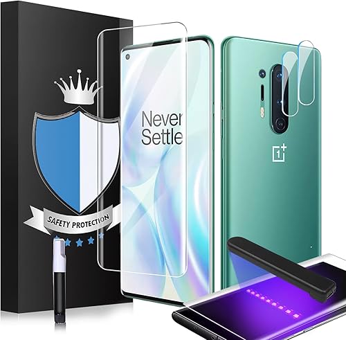 Miniatura 1 de Protector de pantalla para OnePlus 8 Pro de vidrio templado con protector de lente de cámara, 1 protector de pantalla de vidrio 3D + 2 protectores