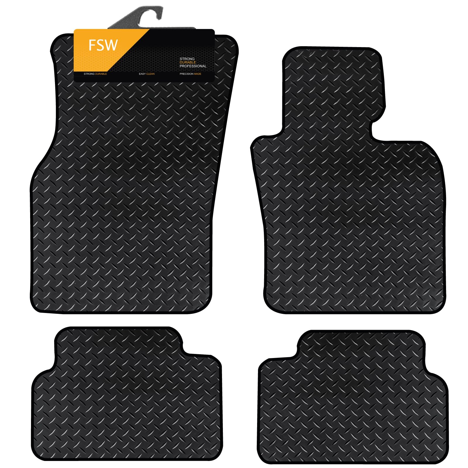 FSW - Compatible with Mini 5 Door F65 2024-On Tailored Car Floor Mats - Heavy Duty, 3mm Rubber Matting - Anti Slip, Waterproof, Anti Slip Backing - 4 Rubber Car Floor Mat Set