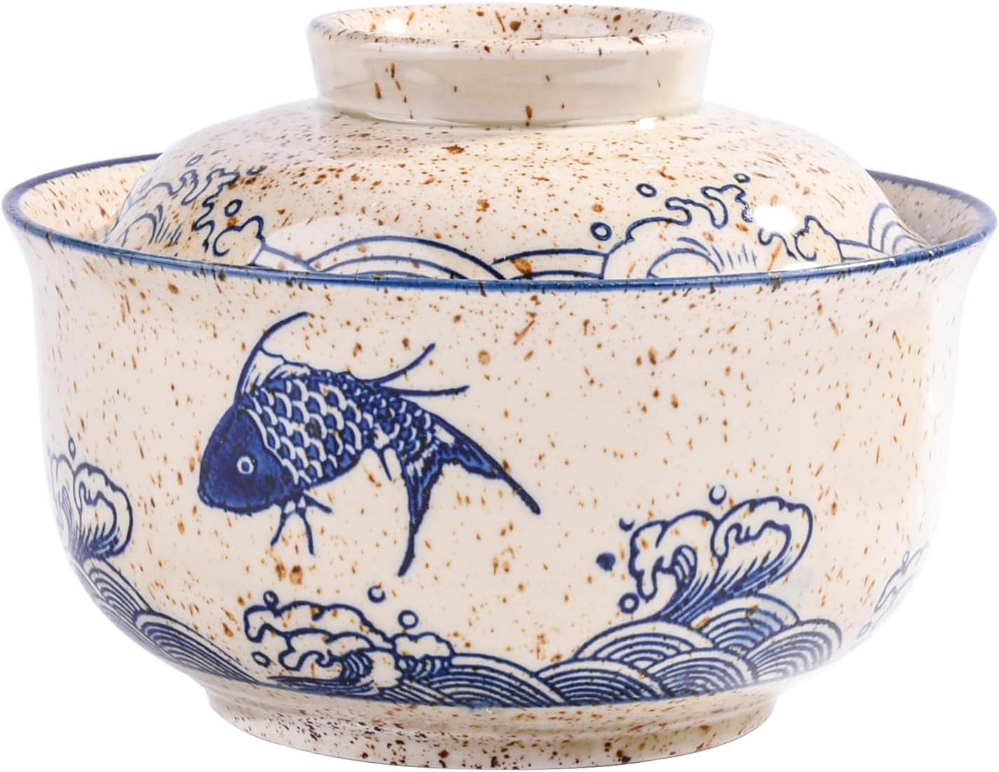 Whitenesser Ramen Bowl with Lid, Japanese Style 25.4 OZ Big Ceramic Bowls with Lid and for Soup Rice Noodle and Porridge, Microwave Oven Safety