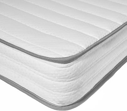 OHS King Size Mattress 5ft, 20cm Deep Hybrid Memory Foam Mattress with Springs Quilted Cover Medium Firm & Open Coil Cool Sleep Orthopaedic Pressure Relief UK Made, White/Grey Trim - 150 x 200cm