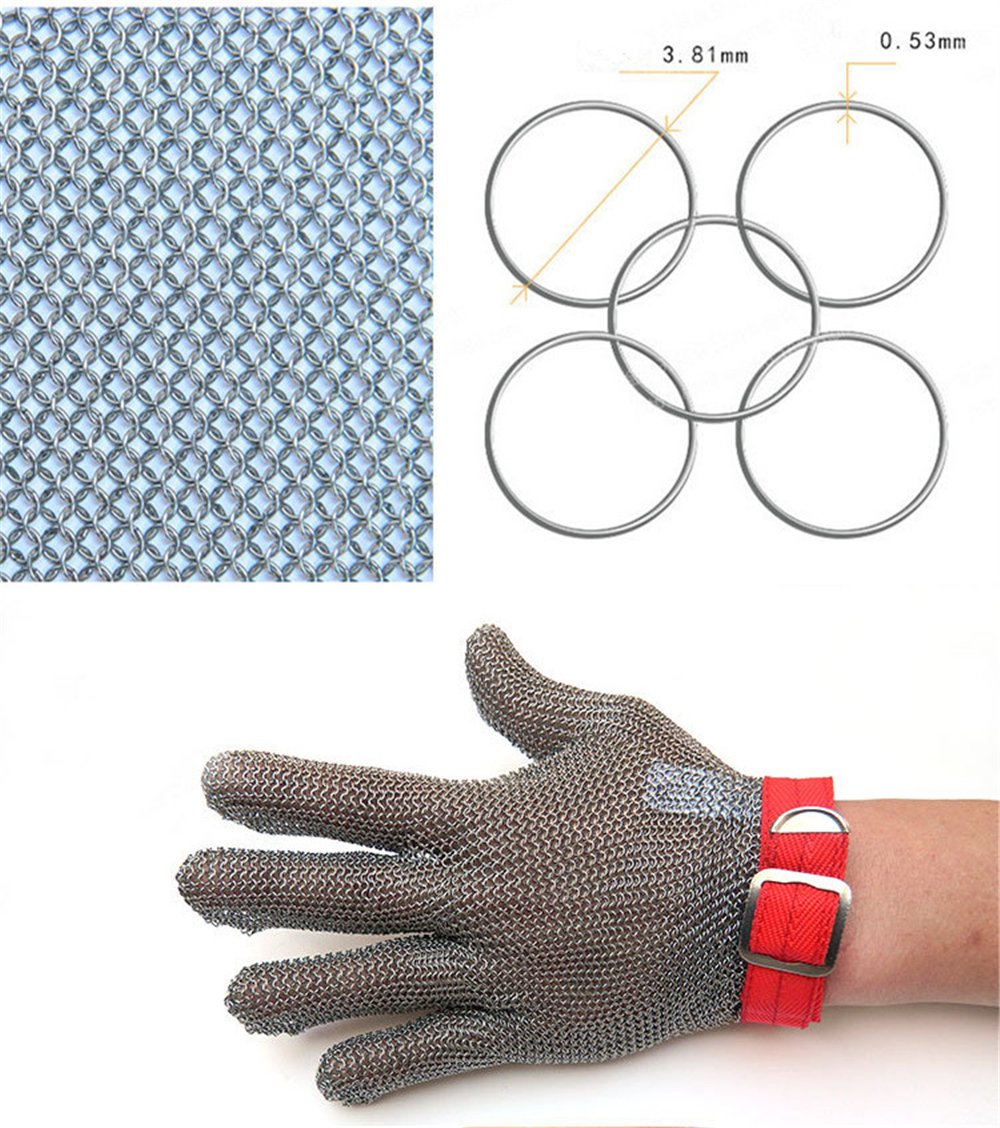 Inf-way 304L Brushed Stainless Steel Mesh Cut Resistant Chain Mail Gloves Kitchen Butcher Working Safety Glove 1pcs (Large) by Inf-way