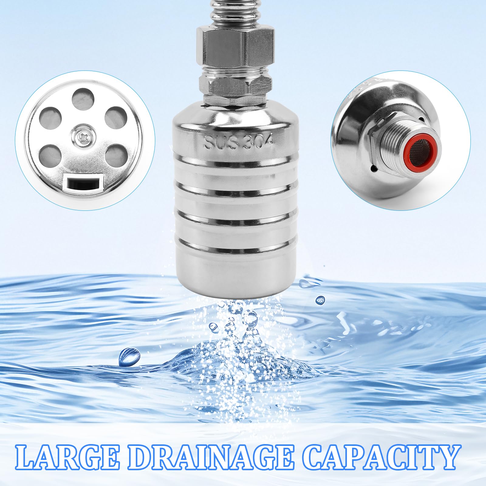 Válvula de flotación de 1/2 pulgadas o 3/4 pulgadas, válvula de control de nivel de agua automática 304 de acero inoxidable para tanques de agua, piscinas, estanques de peces, comederos de ganado