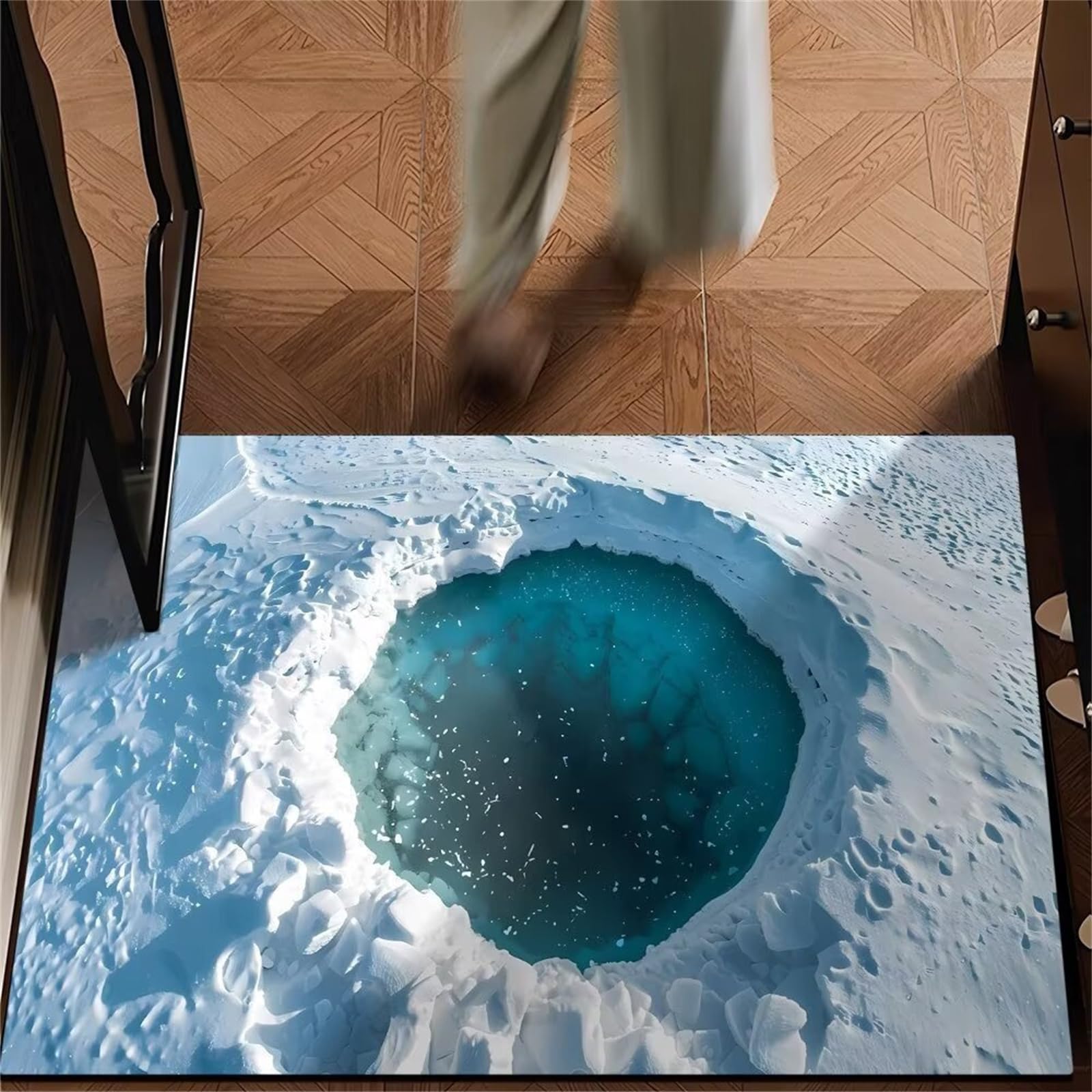 Tapis d'entrée 3D antidérapant et plat, effet d'optique sécurisé 60 x 90 cm