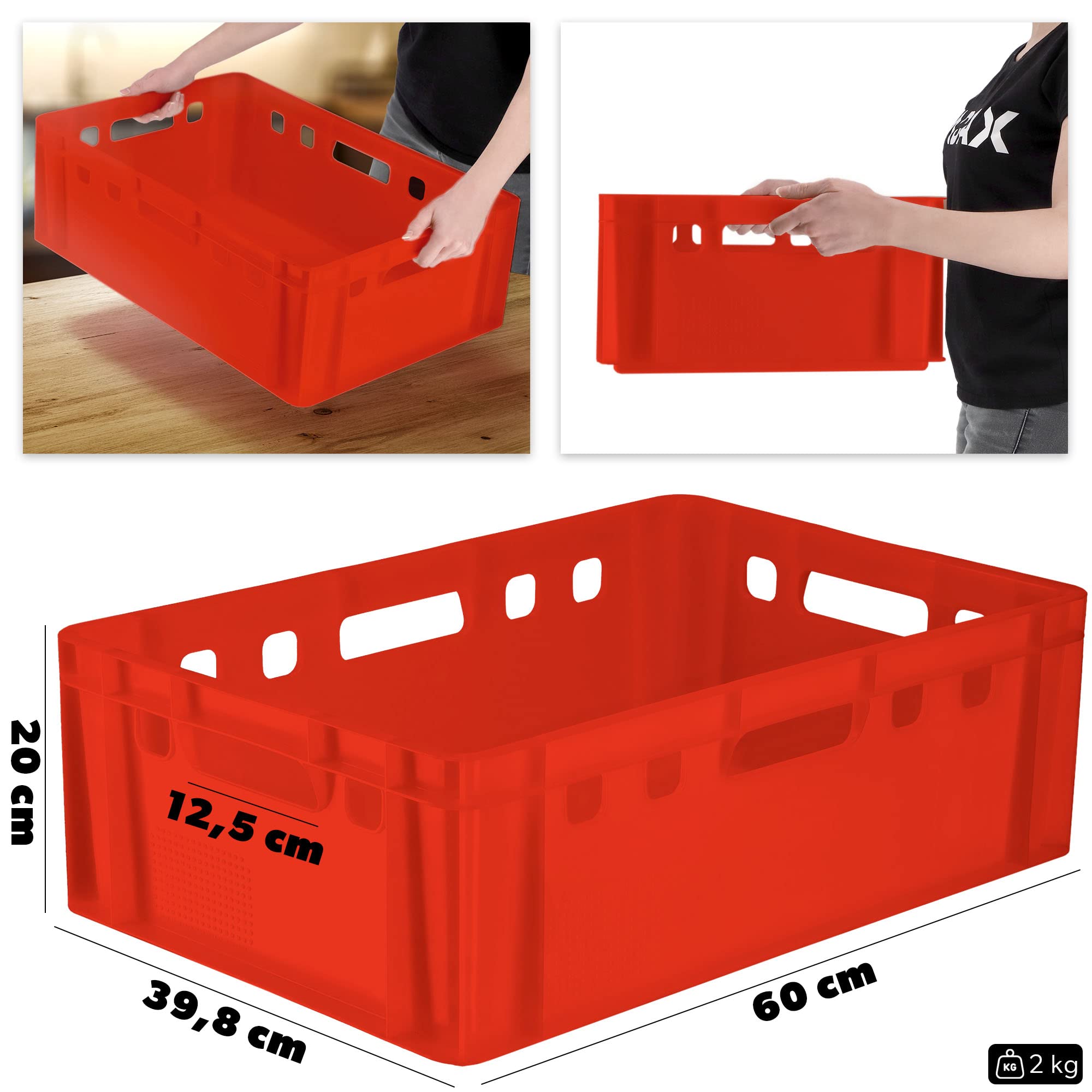 Eurokasten E2 Logiplast Scatole Macellaio Impilabili Con Coperchio Rosso - Vari Colori
