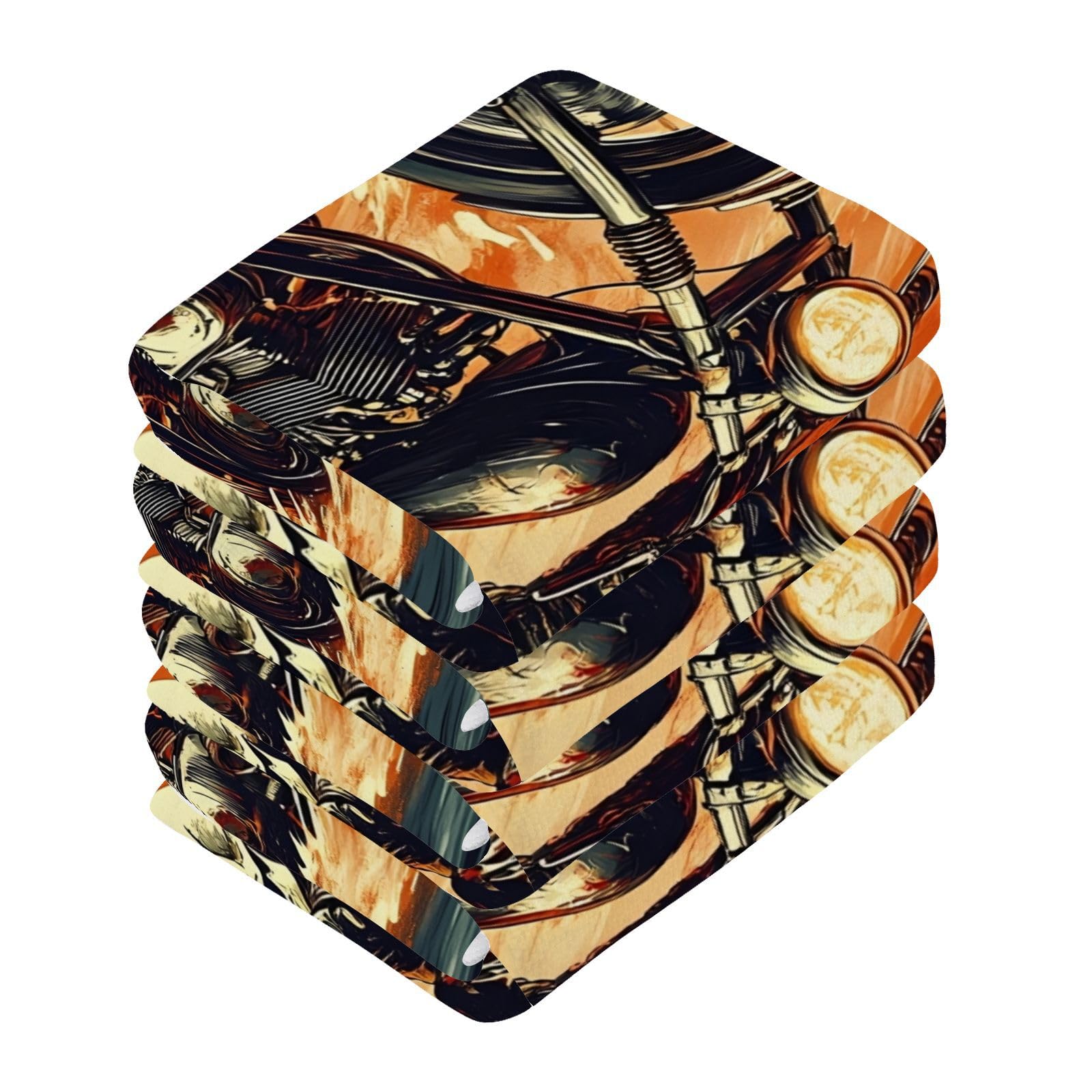 YANENDIE Retro Skeleton Motorcycle Washcloths Towels, Highly Absorbent and Soft Cotton Face Cloths, 4 Pack Quick Dry Wash Cloths - 12 X 12 Inches