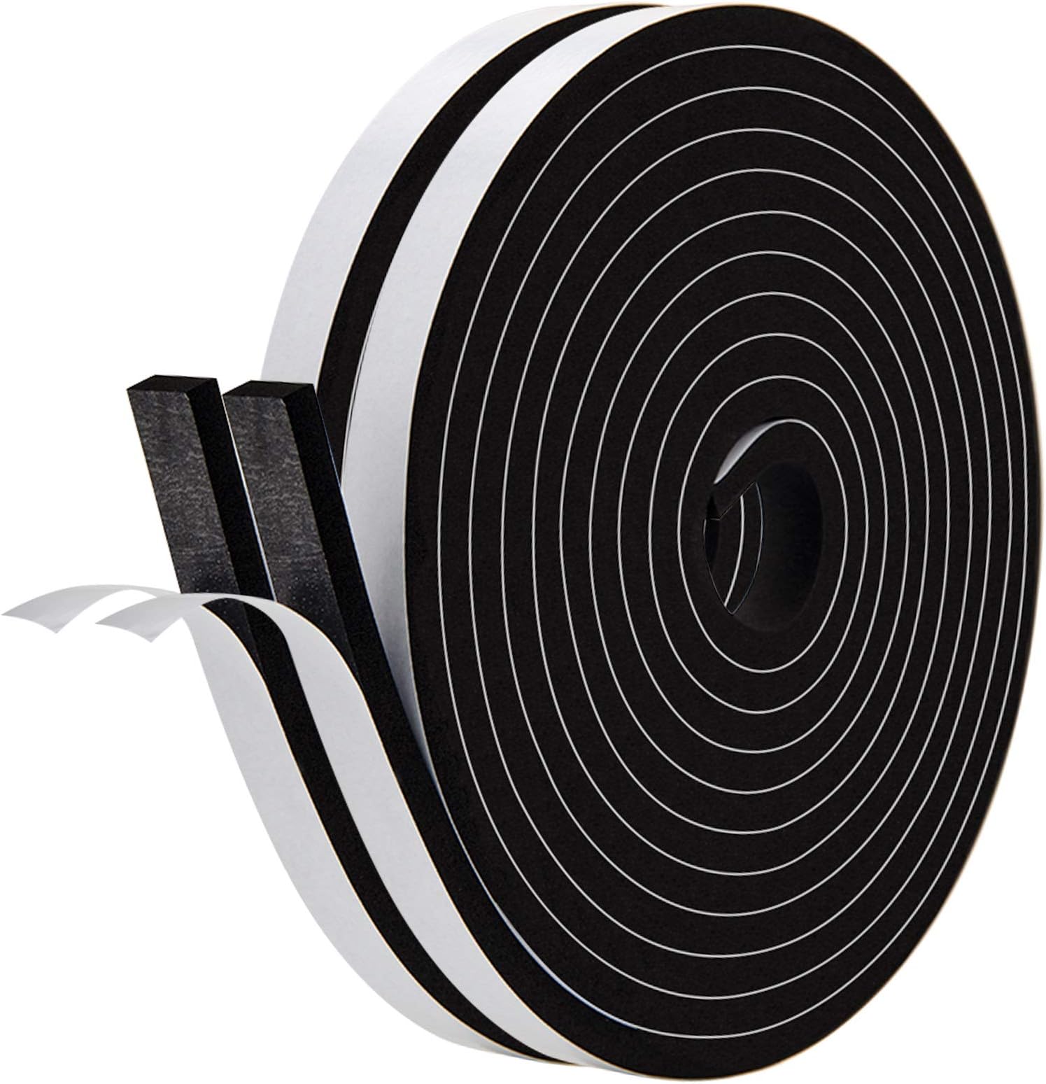 CloudBuyer Weather Strip with Adhesive-2 Rolls,Total 26 Feet Long 1/2 Inch Wide X 1/4 Inch Thick, Neoprene Weather Stripping High Density Foam Tape for Doors and Windows Insulation(2 X 13 Ft Each)