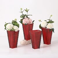 Vista 19 de MCMCNCUIU Juego de 4 jarrones de cristal, jarrones de cristal ámbar, jarrón de cristal para centros de mesa, moderno florero para sala de estar