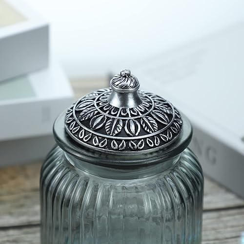 Miniatura 63 de SOCOSY Tarro de cristal transparente vintage para dulces con tapa, tarro de nueces, caja de joyería, tarros de dulces de boda, tarros de bufé
