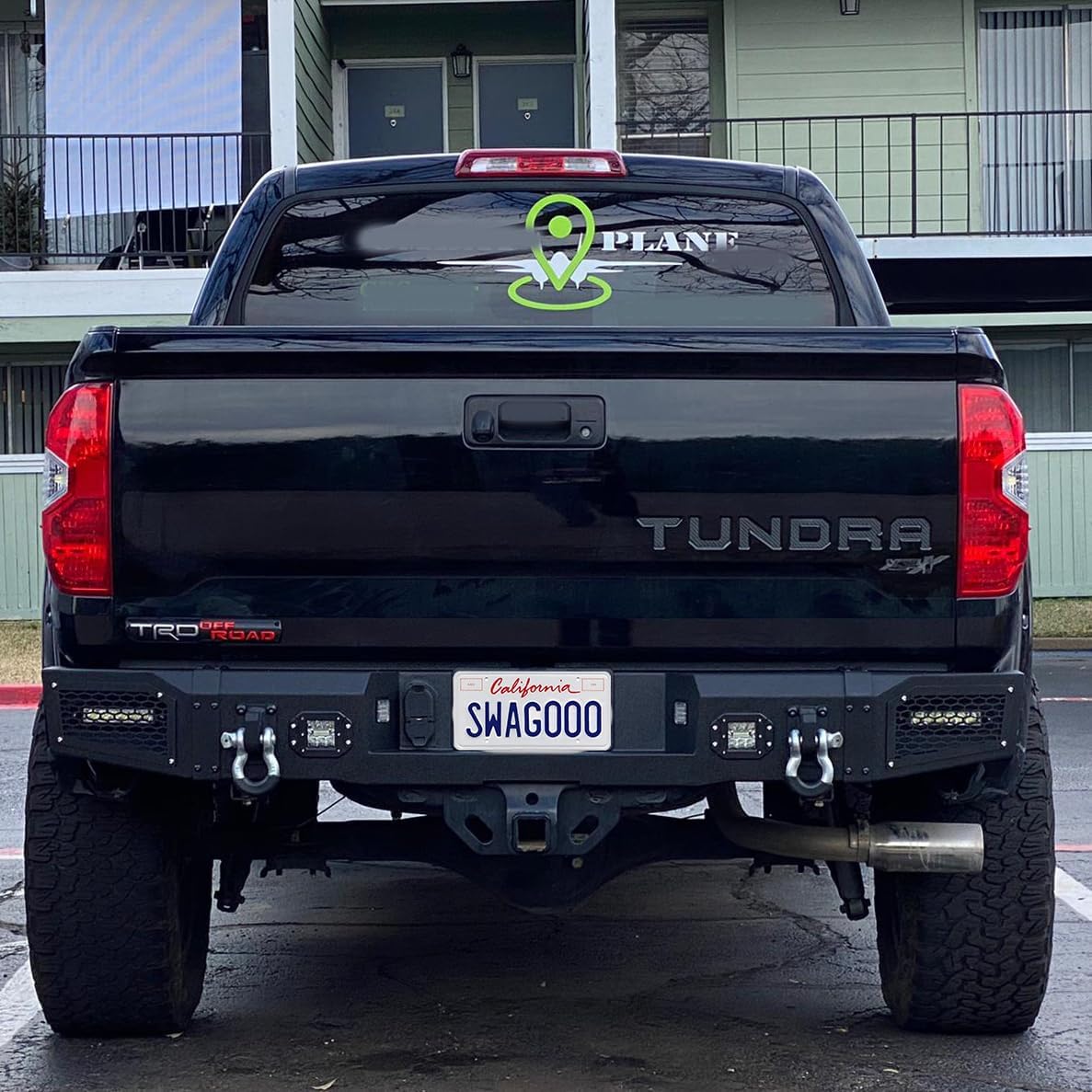 Compatible with 2014-2015-2016-2017-2018-2019-2020-2021 Tundra Rear Bumper Textured Black Steel with Light and D-ring