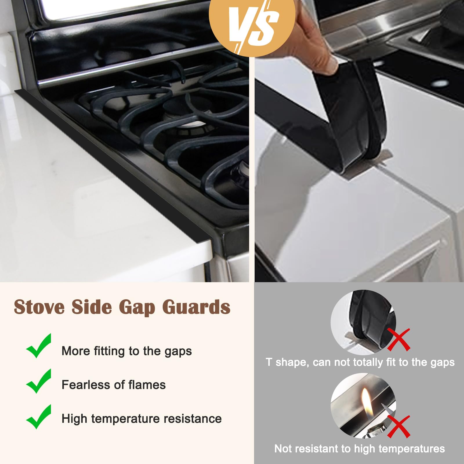 2 Pack Stainless Steel Stove Gap Covers Silver, Windspeed Stove Counte &ndash