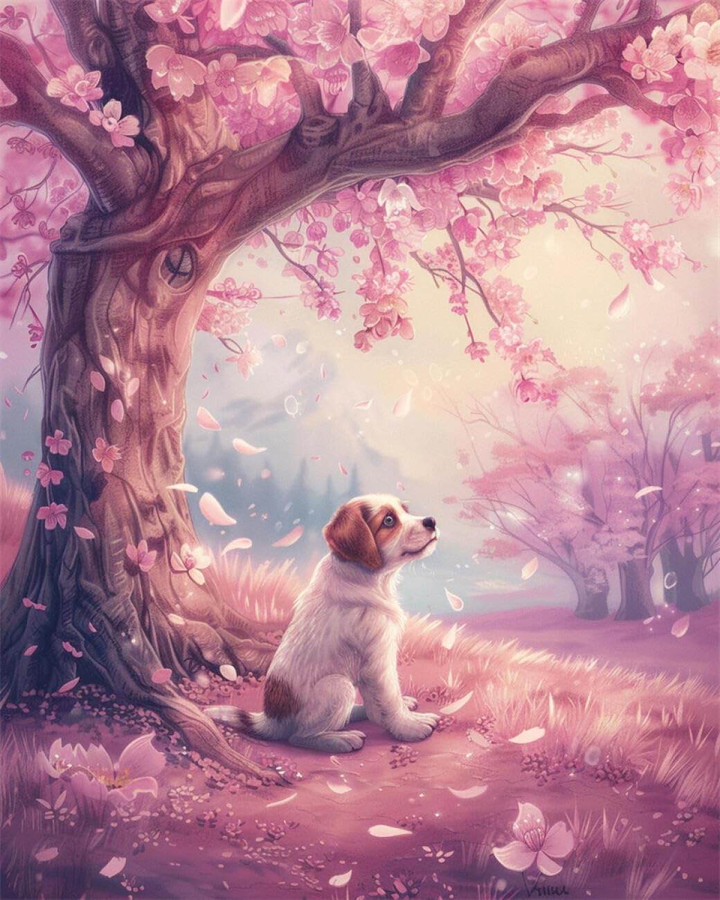 AYAOYANGGO Animal DIY Beaded Cross Stitch Kit Dogs and Scenery DIY Set with Beads Hand Made Beading Painting Kit from Needlework Handcraft Needle Arts Decor 60x80cm