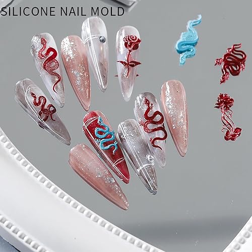 Miniatura 7 de Molde de silicona para arte de uñas, molde de silicona en relieve de copo de nieve de múltiples formas, adecuado para decoración de uñas DIY