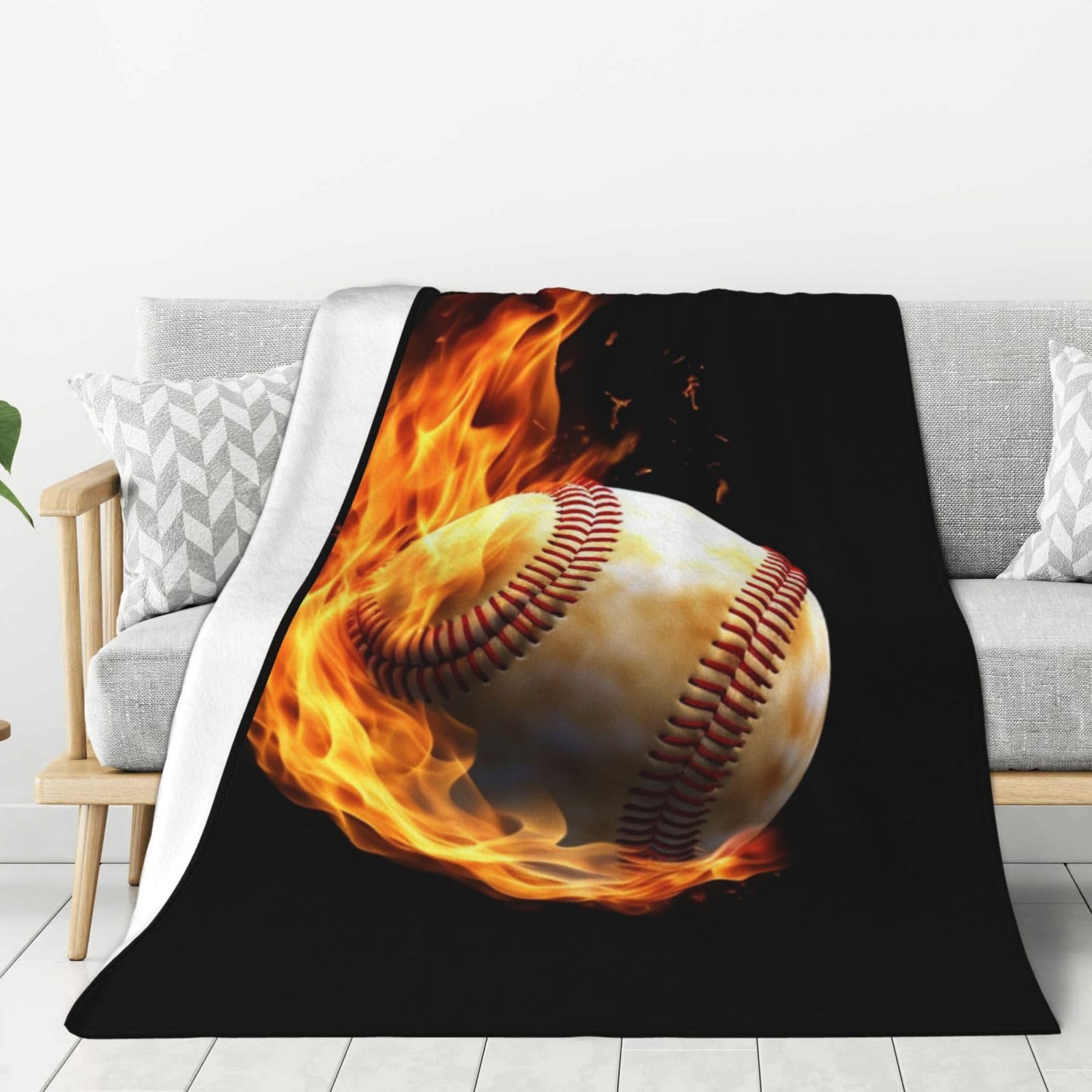 Couverture de baseball anti-feu et plaid en flanelle lavable pour canapé