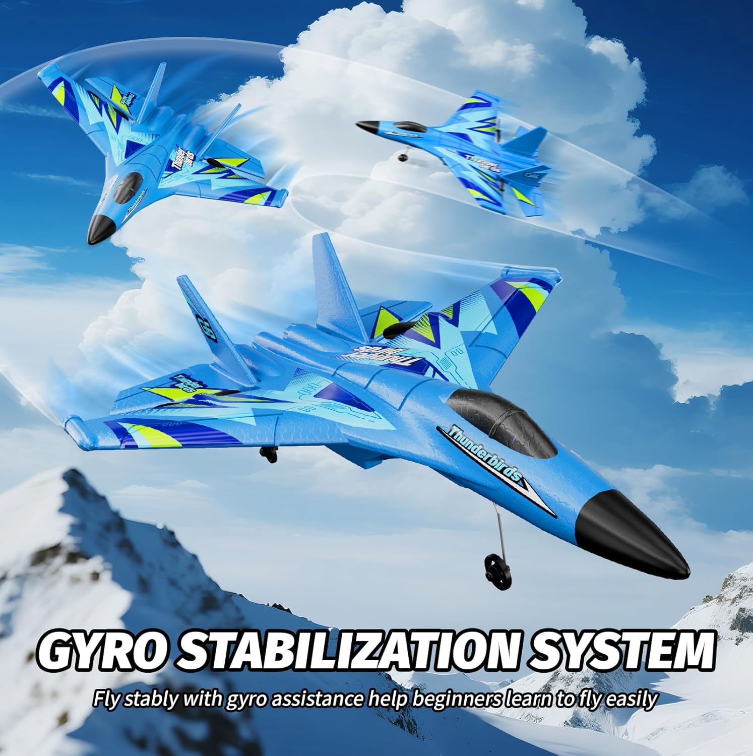 Foam RC Plane with 3 Batteries, Remote Control Airplane RC Jet Helicopter Plane for Kids Adults Beginner, Easy to Fly RC Fighter, Remote Control Aircraft with Automatic Balance Gyro for Adult Kids