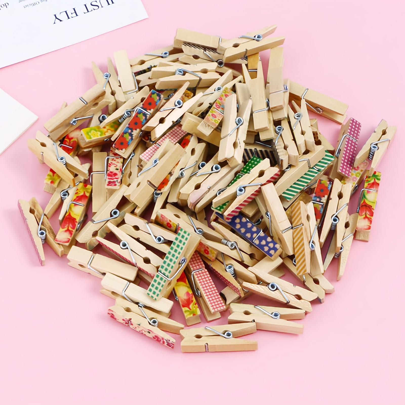 Qingmeng Mollette In Legno Colorate Piccole – 100 Pezzi, Mini Mollette 3,5 Cm Per Foto E Fai Da Te - 4