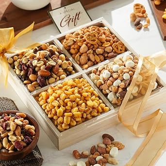 Broadway Basketeers Nuts Gift Basket Gourmet Nut Box Assortment for Christmas, Holiday, Men And Women, Family, Healthy Snacking Gift Tray, Thank You, Corporate, Get Well
