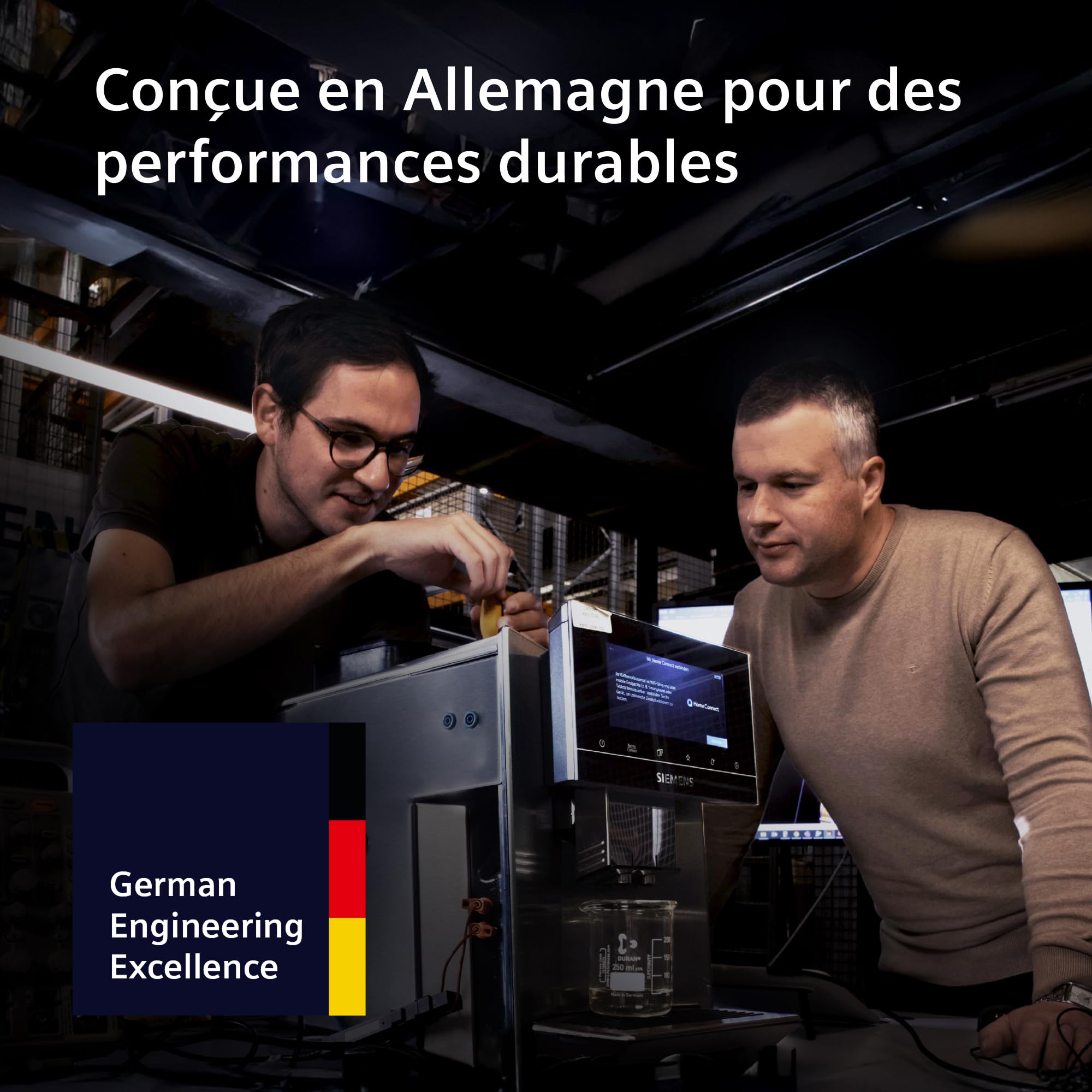 SIEMENS Machine à café entièrement automatique, EQ700 iAroma, écran tactile, récipient à lait intégré, chauffe-tasses, Cold Brew et Slow Brew, application Home Appliances, inox/noir, TQ727E03
