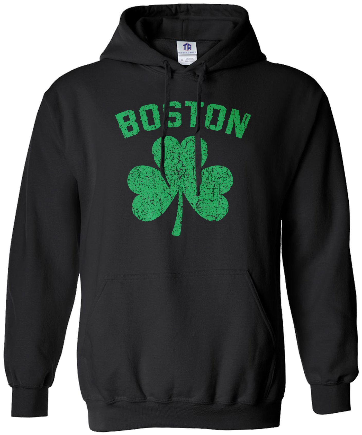 ThreadrockMen's Green Boston Shamrock Hoodie Sweatshirt