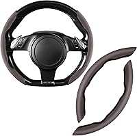 Vista 10 de CAR PASS Funda de volante de fibra de carbono, protector de rueda segmentada, accesorios deportivos antideslizantes para automóvil, ajuste universal
