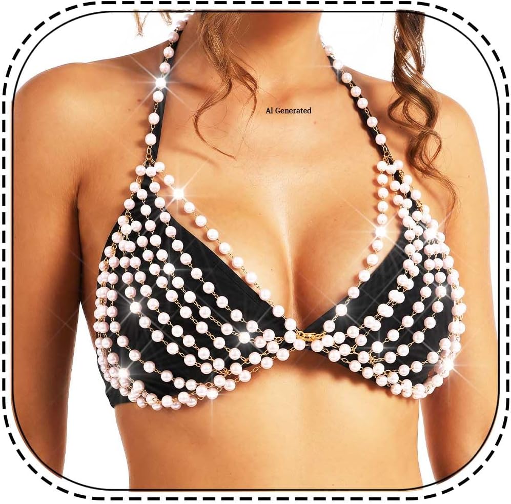 Pearl Bra Chain Chest Bikini Fashion Body Accessories for Women