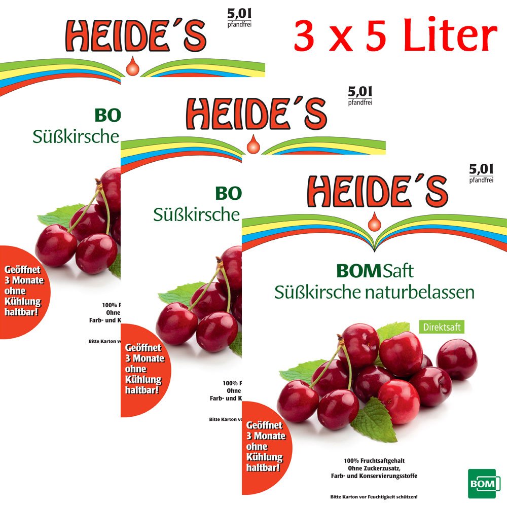 BOMSaft Süßkirsche naturbelassen - 3er-Pack, 3 x 5 Liter