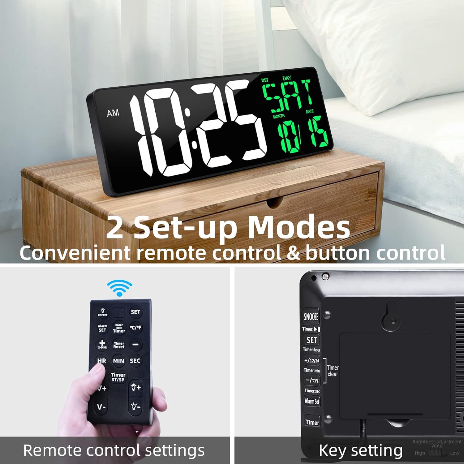 Buy TXL Digital Wall Clock Large Display Auto DST, 16.5 LED Large