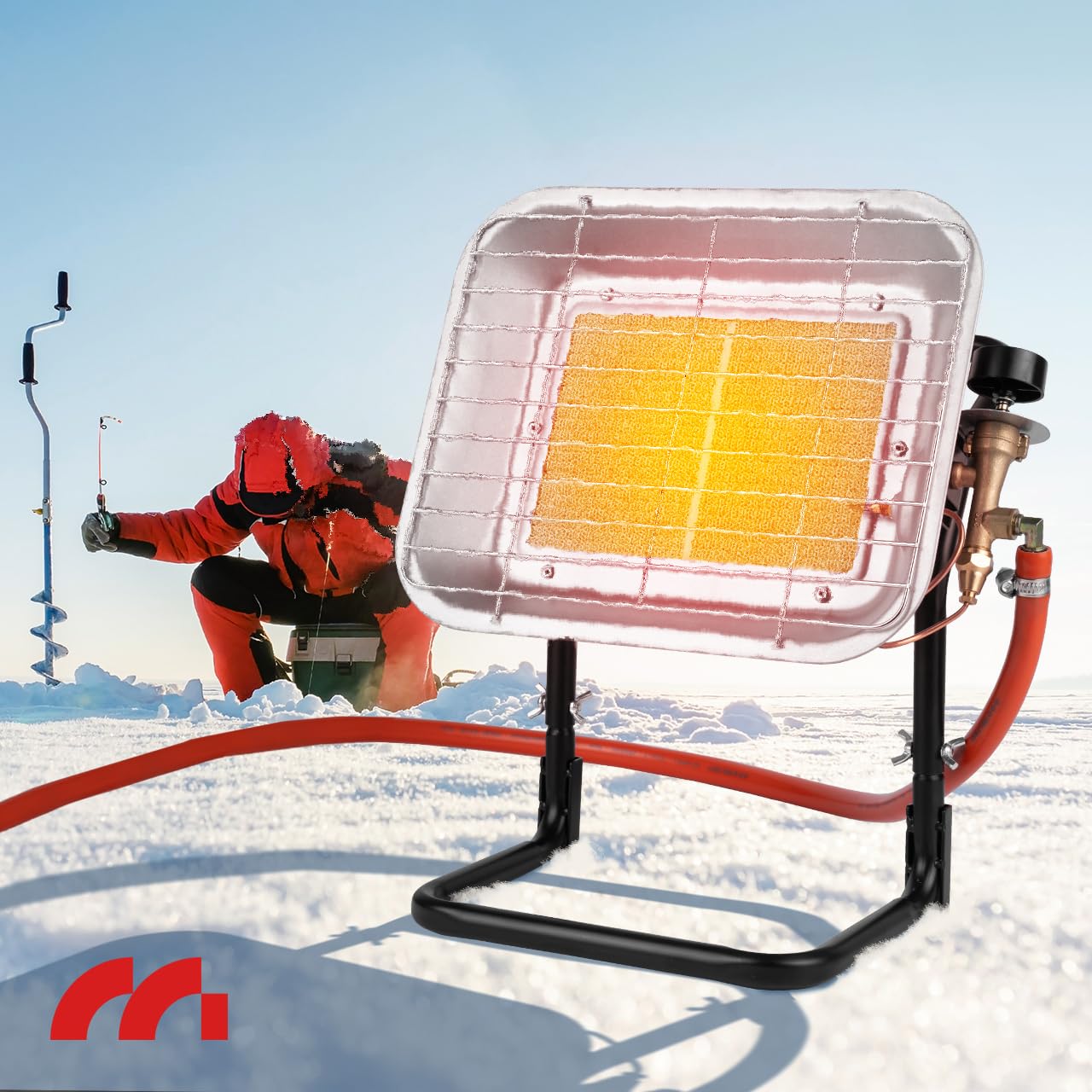 MalTec Gazcamp grzejnik gazowy na butelkę, stojący 4,5 kW, wąż gazowy, regulator ciśnienia gazu