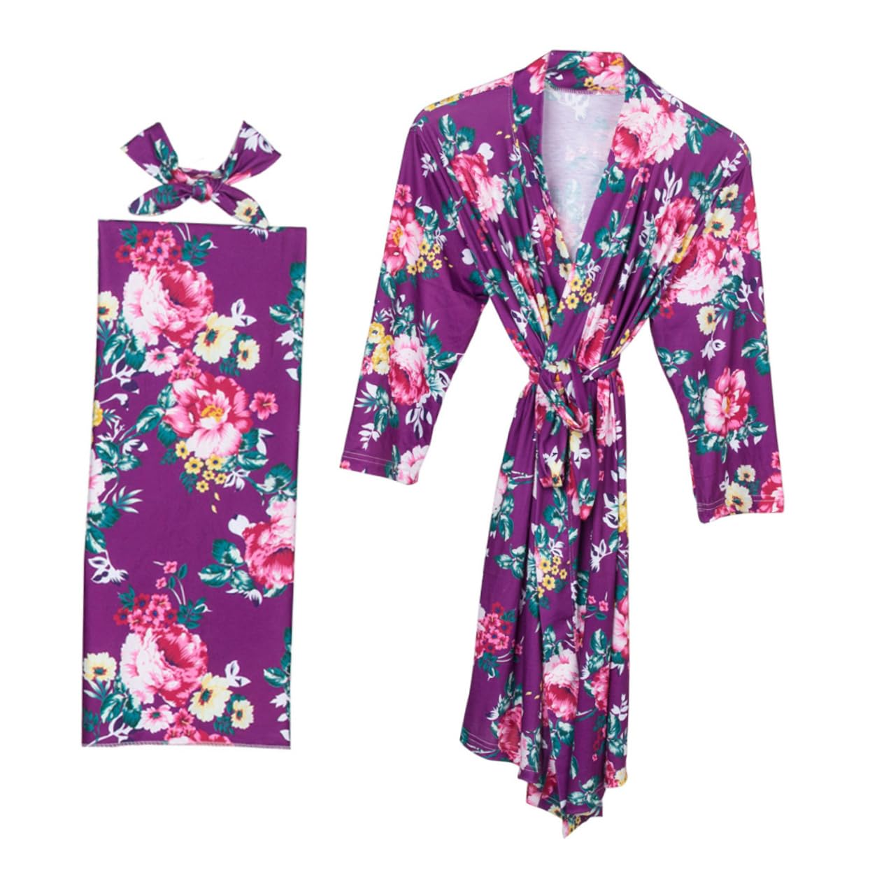 SHERCHPRY 3pezzi Vestaglia da Allattamento per Donne Gravidanza con Copertina per Fascia per con Fiocco Comoda e Elegante per Mamma