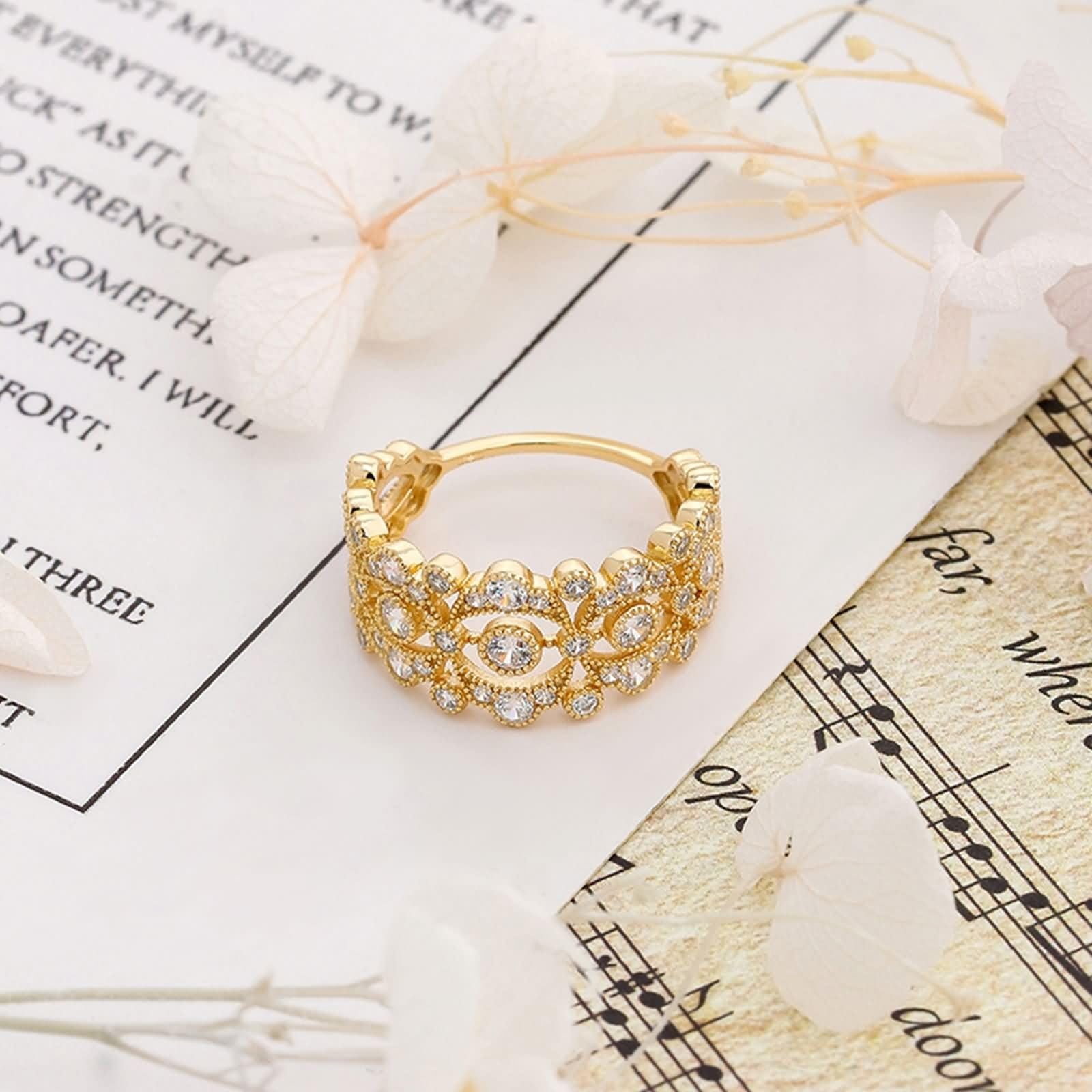 Anillo de solicitud de oro auténtico de 9 K/14 K/18 K con moissanita, forma hueca