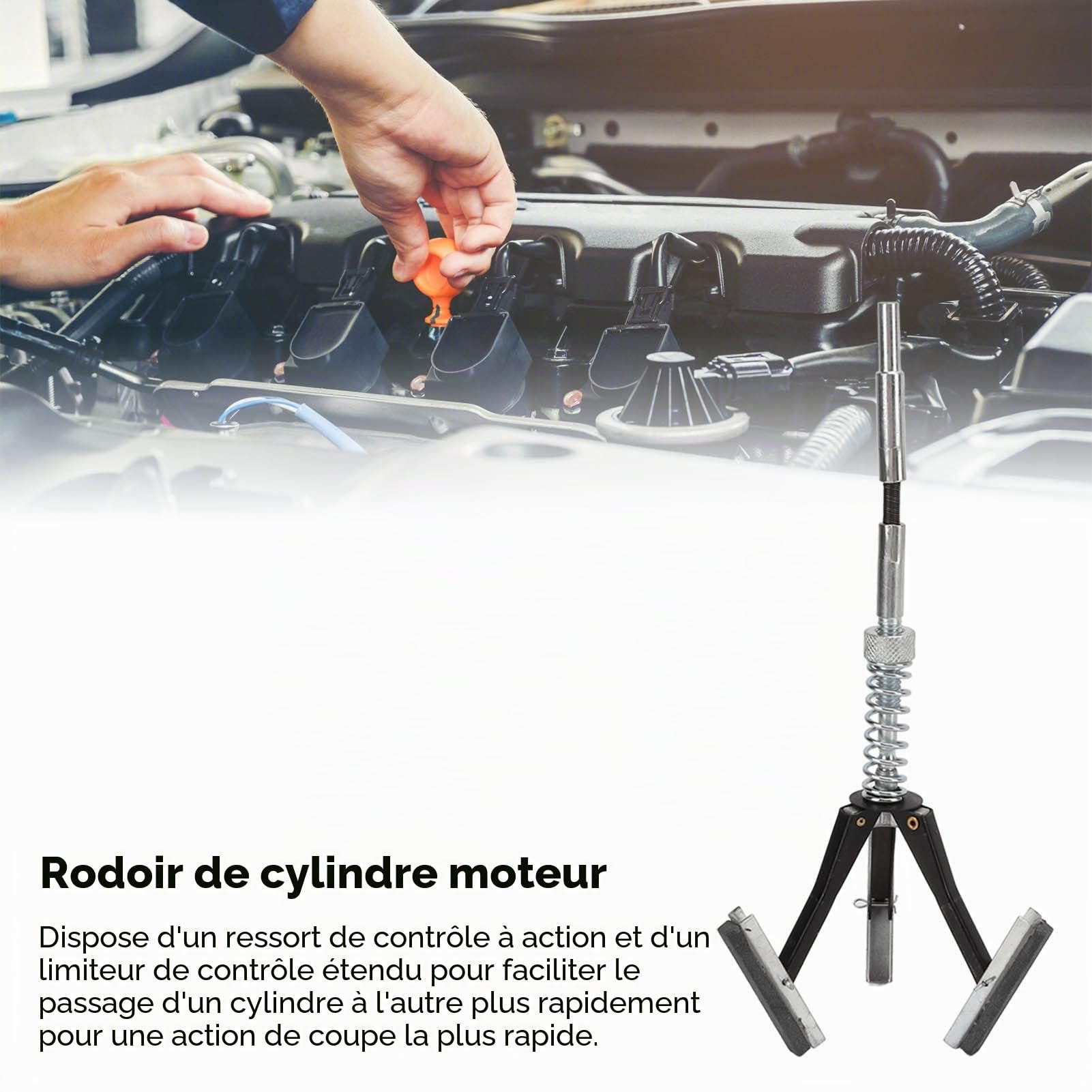 Outil D'affûtage, Affûtage De Cylindre, Déglaçage D'outil D'affûtage De Cylindre De Moteur Avec 3 Pièces De Pierres De 1 1/8 Po Grain 220 Réglable De 1 à 1/4 Po à 3 1/2 Po Pour L'automobile
