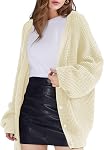 QUALFORT Cardigan Sweaters pour les femmes 100% Cotton Button-Down surdimensionné tricot vêtements de dessus haut d'automne pour les femmes 2026
