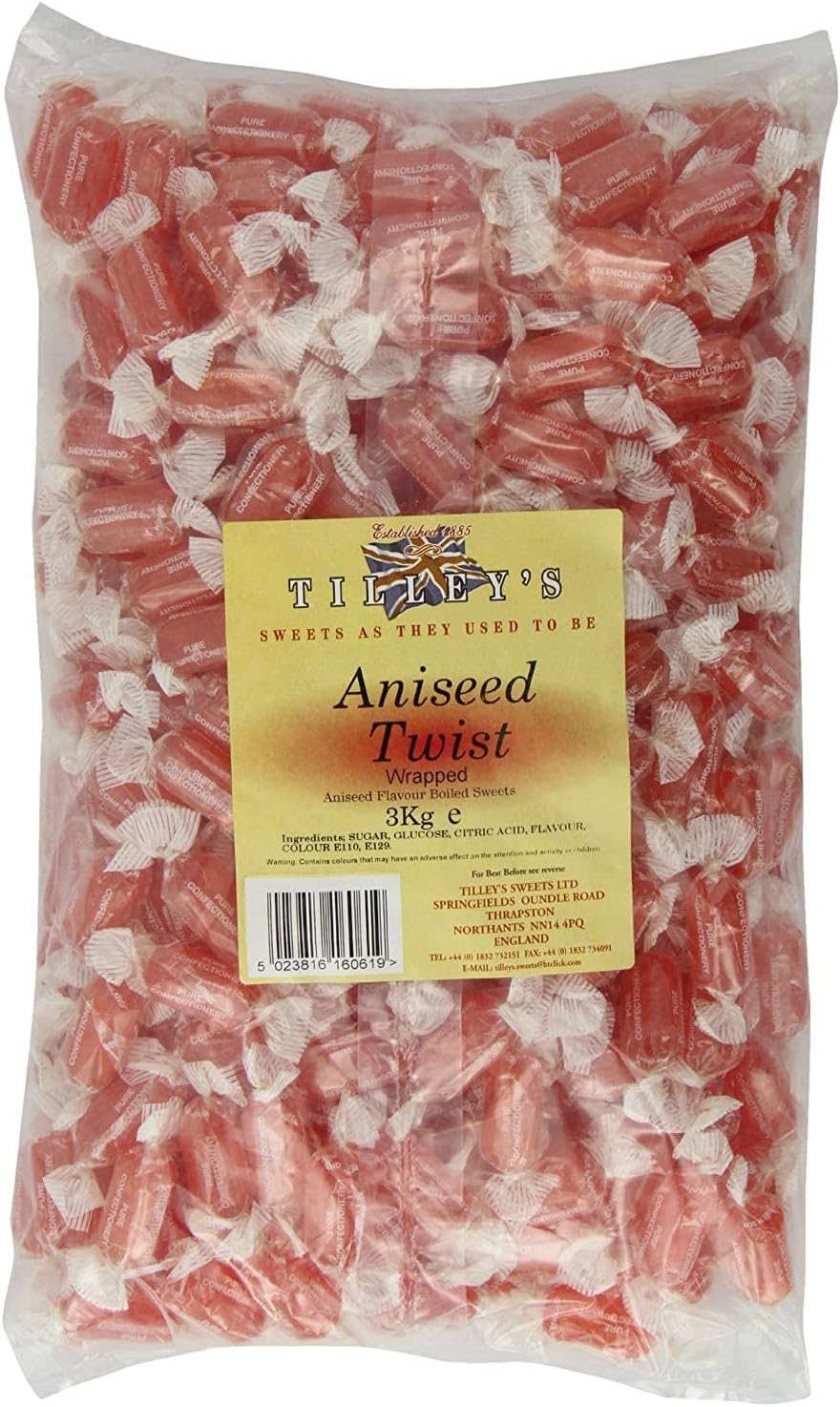 Tilleys Aniseed Twist Individually Wrapped Candy Sweets 3kg (2 Bags