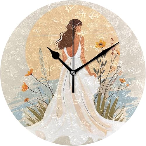 Bridal Vintage Bohemian Style 10 Inch Round Clock Hanging Wall Quiet Decorative for Classroom Home Hotel relojes de pared para cocina