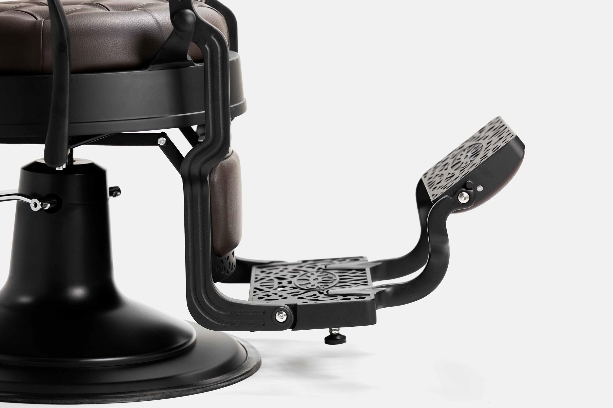 LBH Sillón Clásico de Barbero hidráulico Estilo Vintage con reposapies Integrado Modelo Mack Black Marrón