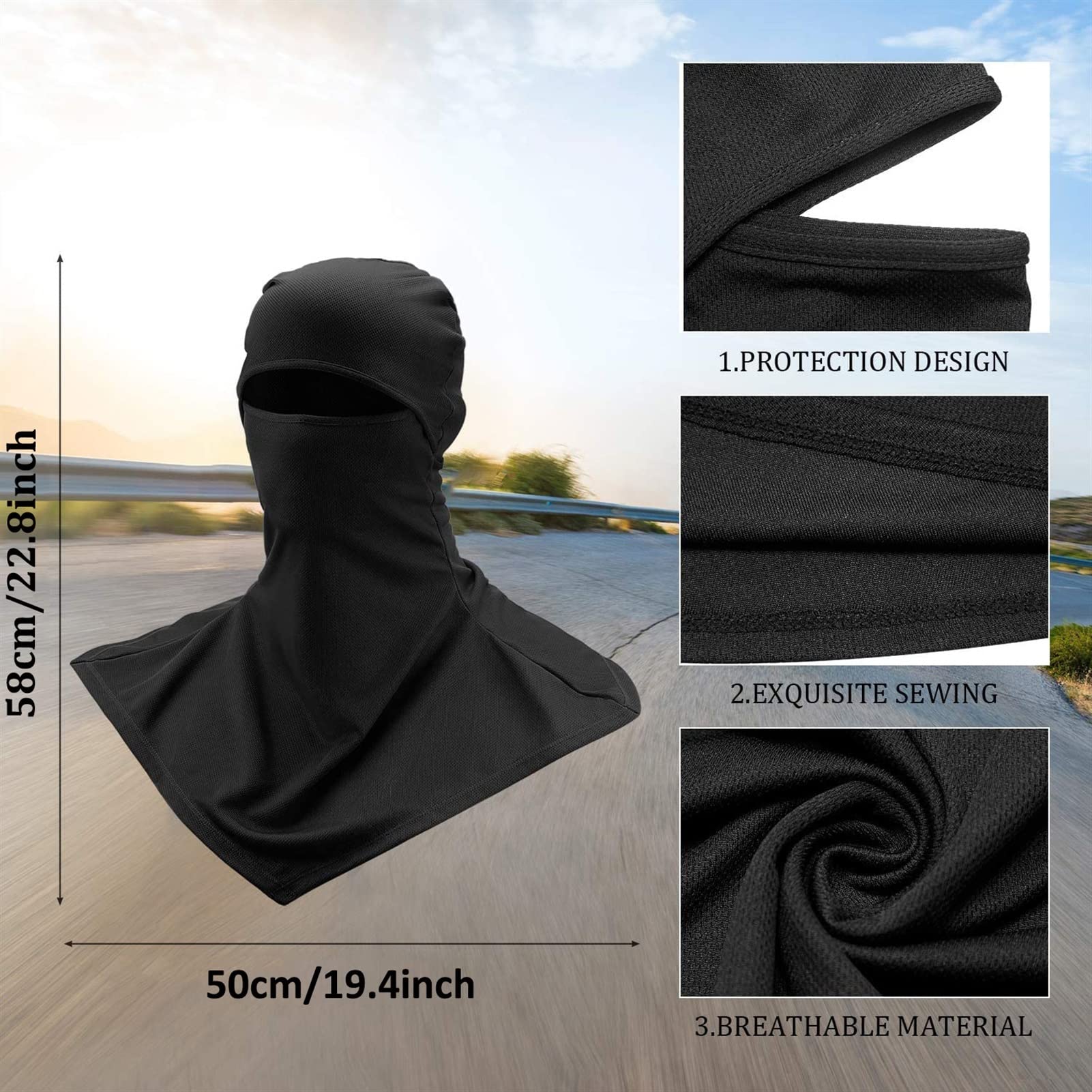 Cagoule Hommes Femmes Femmes Face Masque/UV Protection Couvoirs Longs de Cou Respirant for Le Ski de Ski de pêche à la pêche à la Moto à vélo (Color : K-EF-02, Size : M 56-60cm)