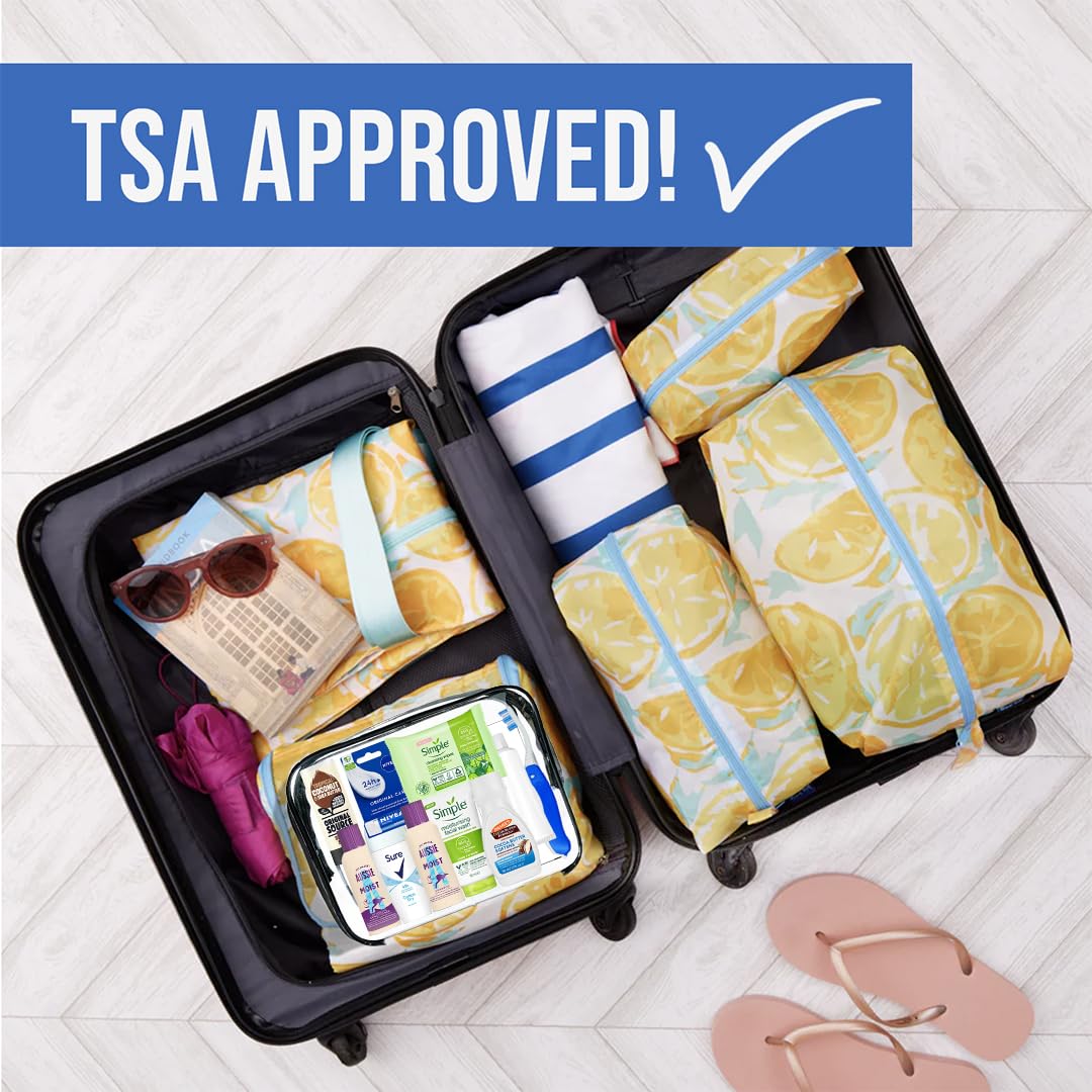 Set di articoli da toeletta da viaggio per donne, mini kit di articoli da toeletta per vacanze, ospedale, pernottamenti, approvato dalla sicurezza aeroportuale, dimensioni da viaggio con borsa di
