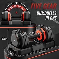 Vista 6 de Adjustable Dumbbells,Adjustable Dumbbell Set, 5 in 1 Free Weight Dumbbell,Fast Adjust Weight with Anti-Slip Handle and Tray for Full Body Workout