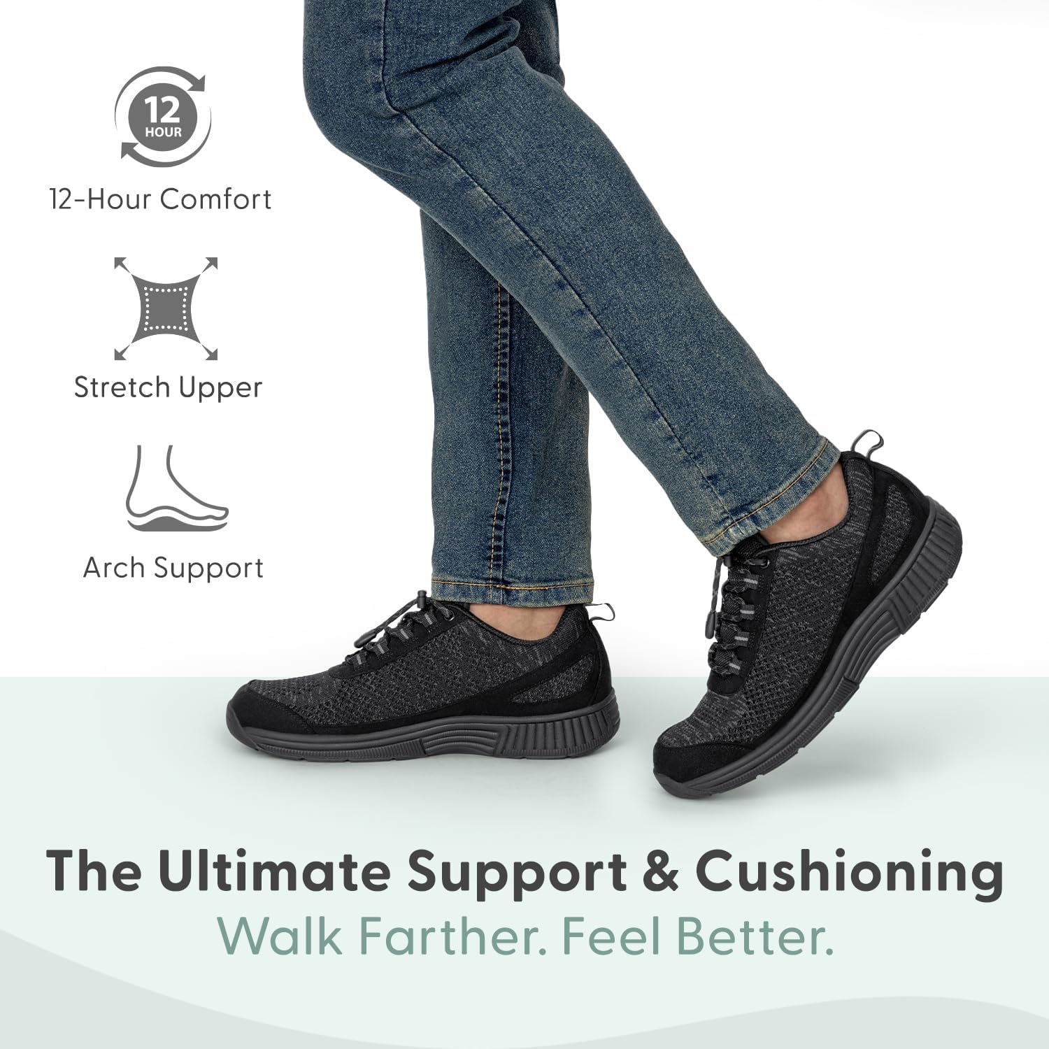 Orthofeet Men's Orthopedic Knit Lava No Tie Sneakers - Image 2