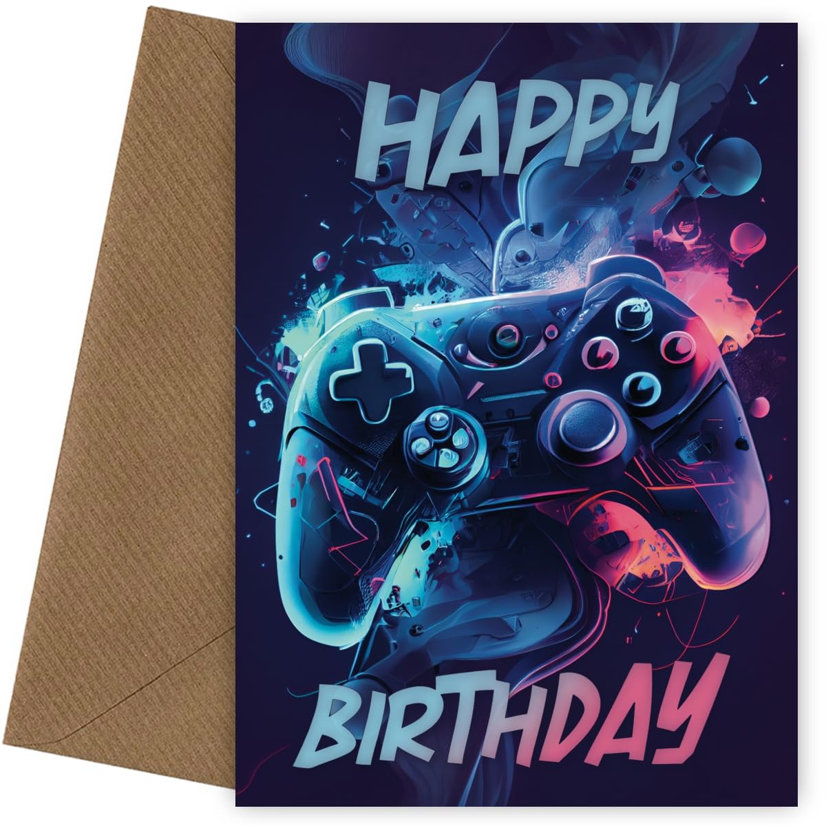 Cyberpunk Games Controller Birthday Card for Boys! Kids card for Great Nephew, Grandson, God Son, Brother, Controller, Happy Birthday