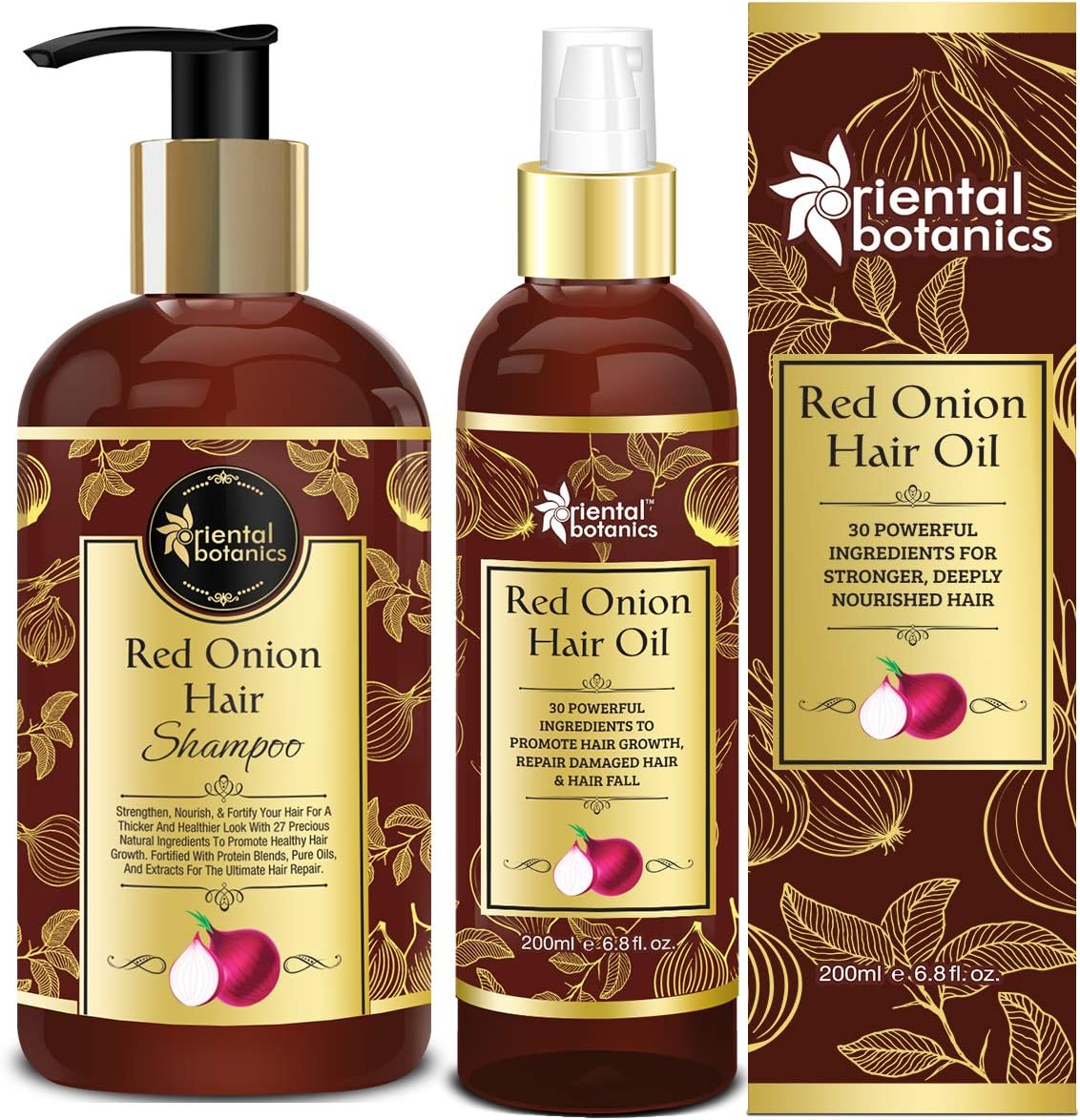 Oriental Botanics Onion Hair Care Combo | Red Onion Hair Shampoo + Red Onion Hair Oil