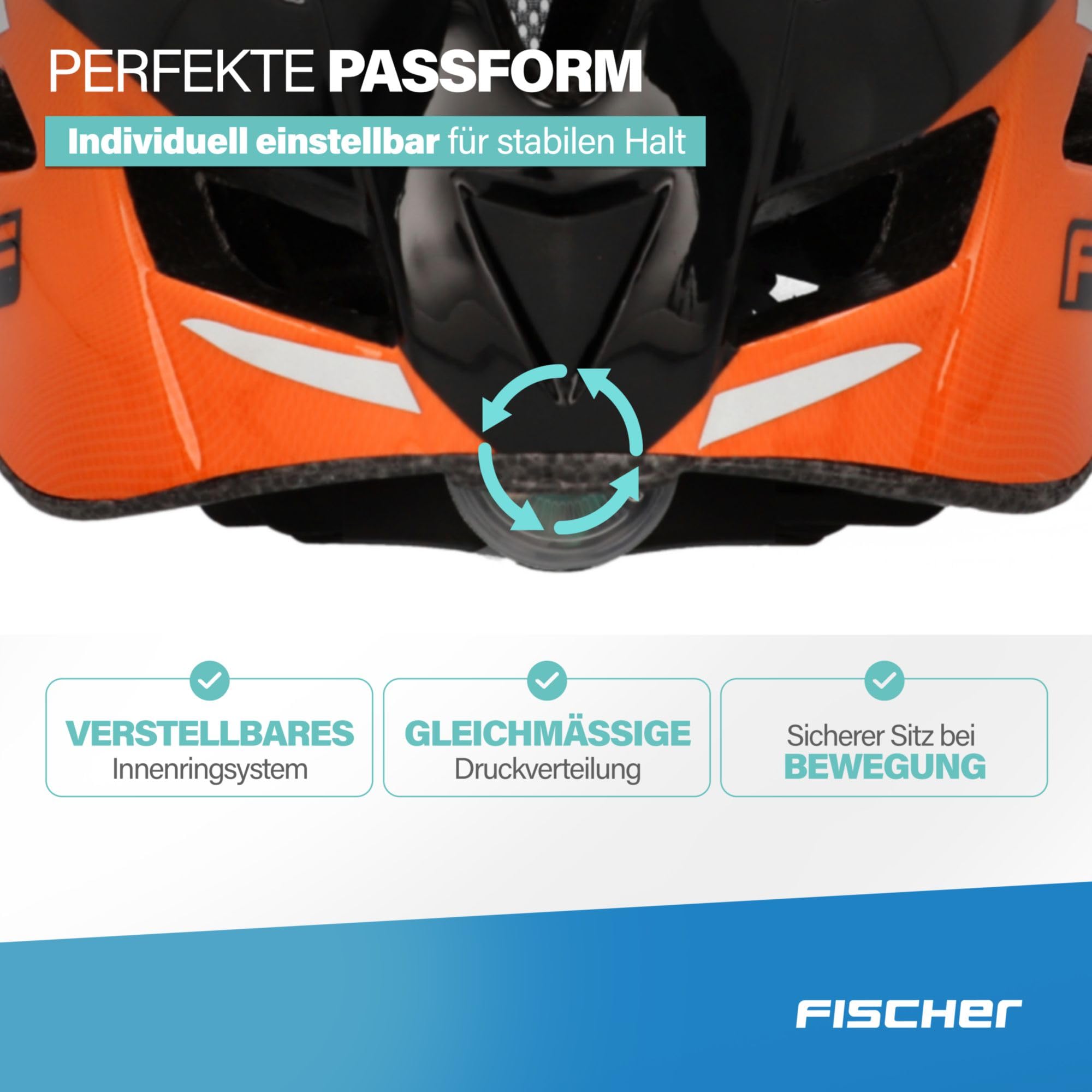 FISCHER Kask rowerowy dla dorosłych, kask rowerowy miejski, rozmiar S/M, 52-59 cm, pomarańczowy, z podświetlanym systemem pierścienia wewnętrznego