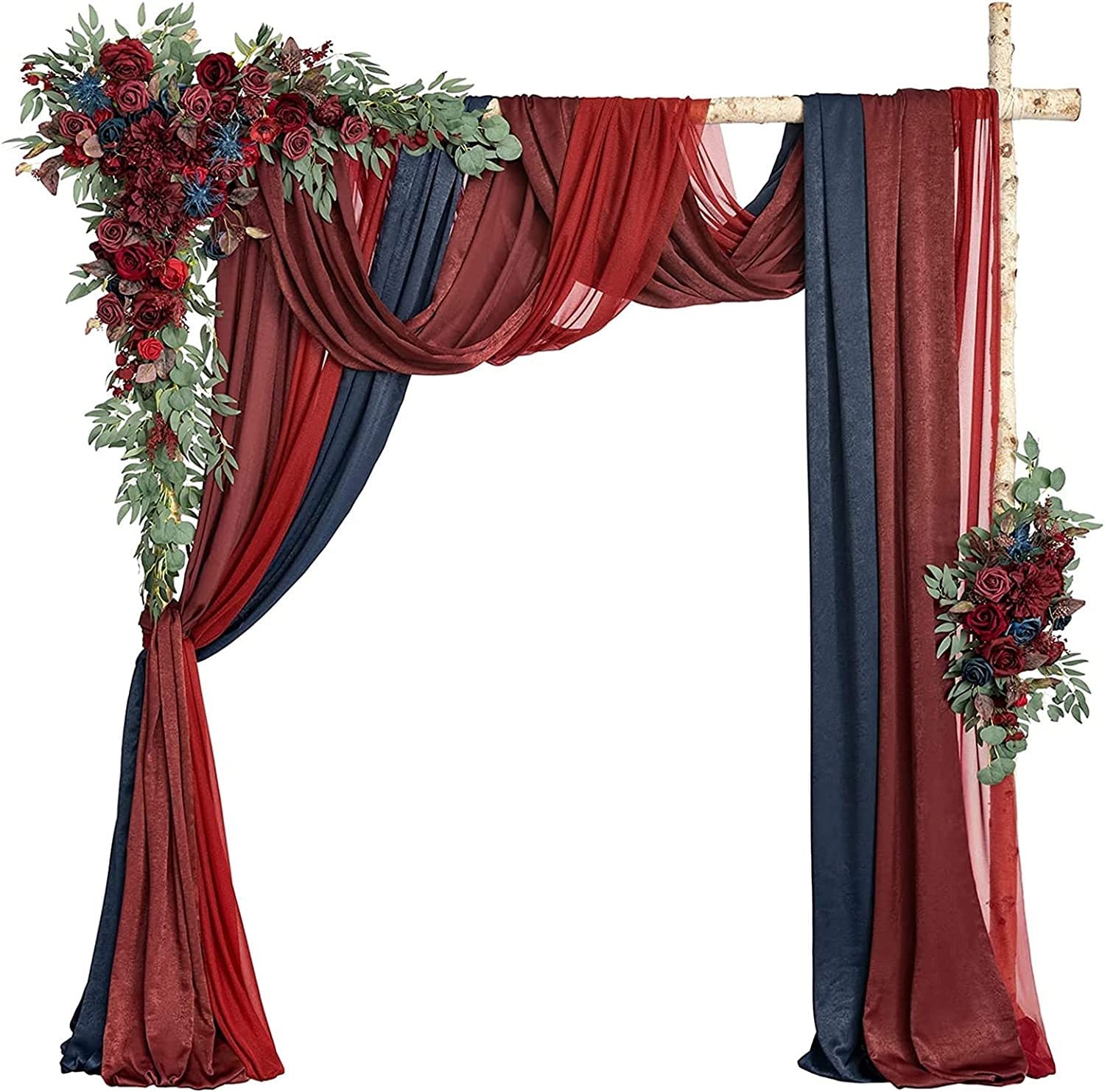 Fleurs artificielles pour arc de mariage Red C et voilages de luxe