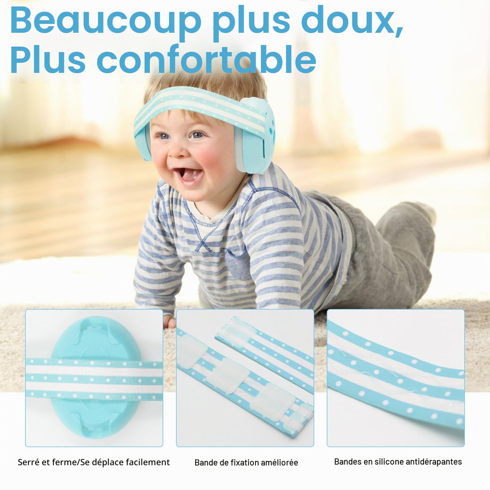TNSLAND 2 en 1 Casque Anti Bruit Bébé Casque Bébé Anti Bruit Confortable et Réglable Convient pour le Sommeil et les Activités Réglable et Confortable Protection Auditive pour les Enfants de