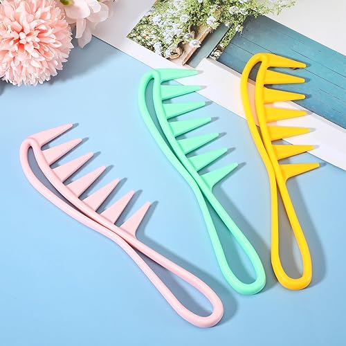 Miniatura 2 de Peine de dientes anchos de colores caramelo, peine de pelo rizado, peine de dientes grandes, peines de dientes de tiburón, accesorios de peinado